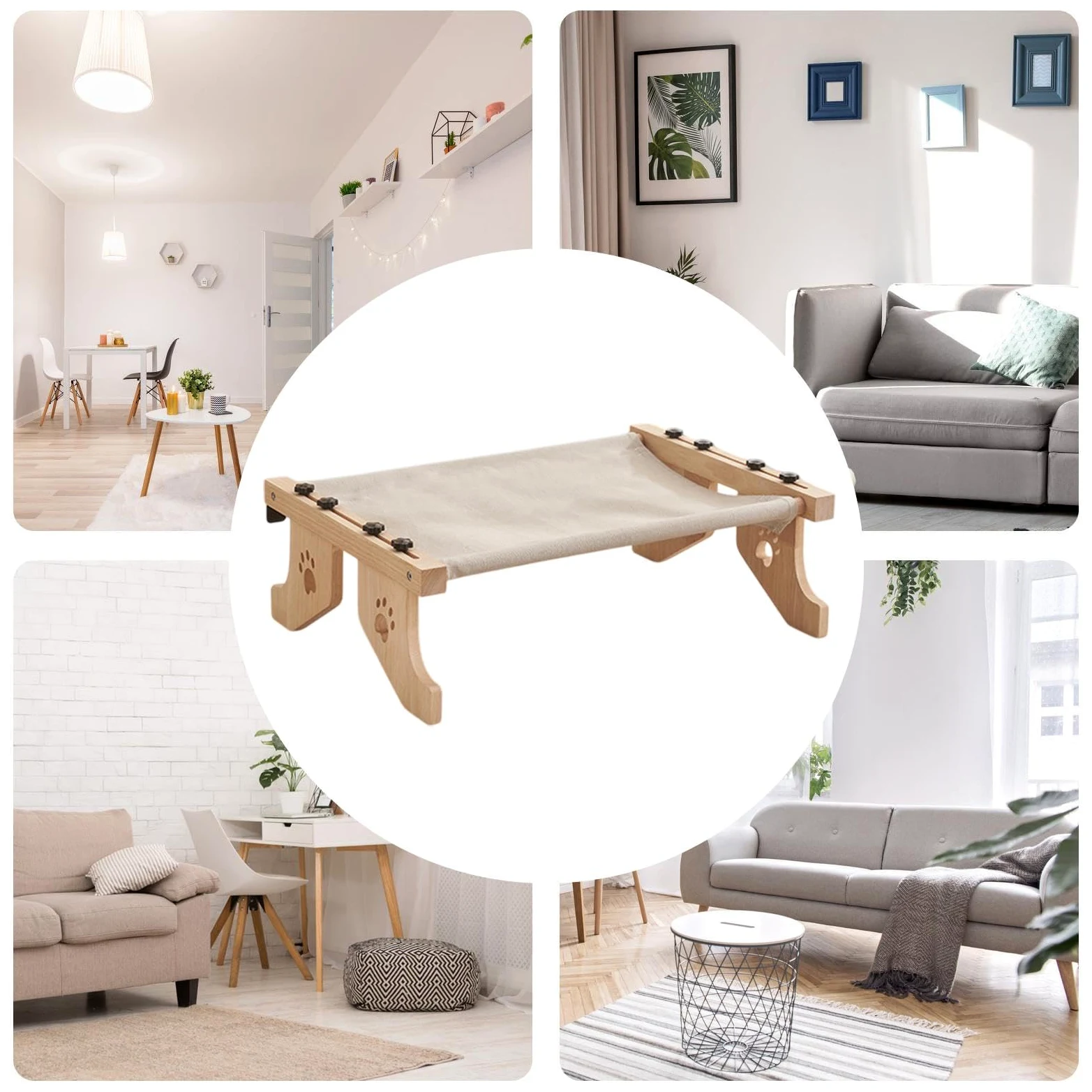 Amaca Per Gatto Robusto trespolo regolabile in legno e metallo per | Design ad Amaca, in Legno e Metallo Robusto Trespolo, Seduta Interna, Robusto per Finestra e
