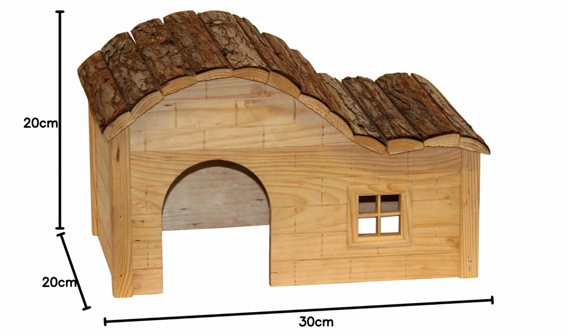 Kerbl Pet villetta Welle Nature, cuccia per piccoli animali, casetta per roditori, naturale, 30x20x20 cm, legno, conigli, porcellini d'India, criceti, da rosicchiare, pre-assemblata