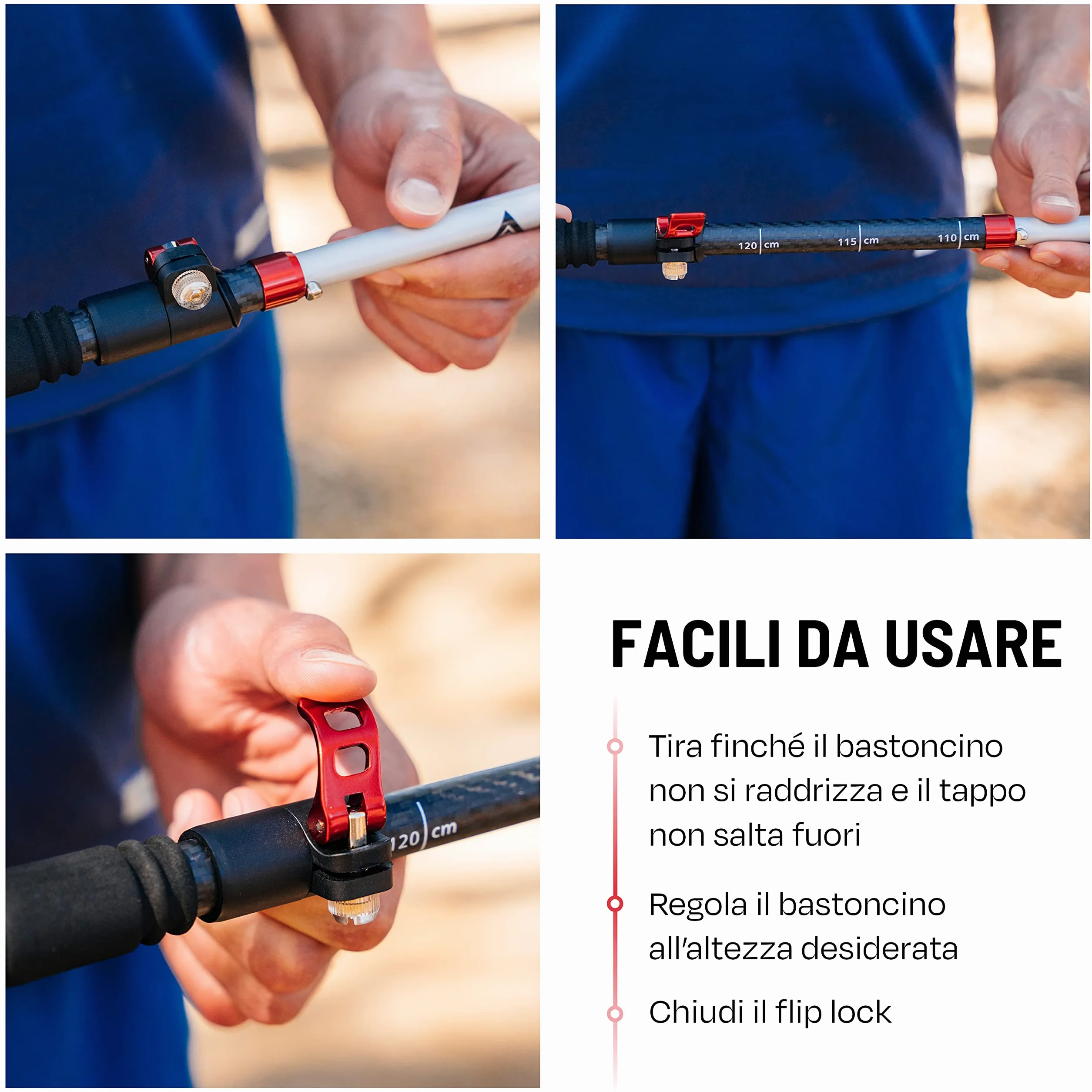 Atacama Bastoni da trekking telescopici in carbonio 3k e alluminio 7075 Nordic Walking con manico in sughero angolo regolabile