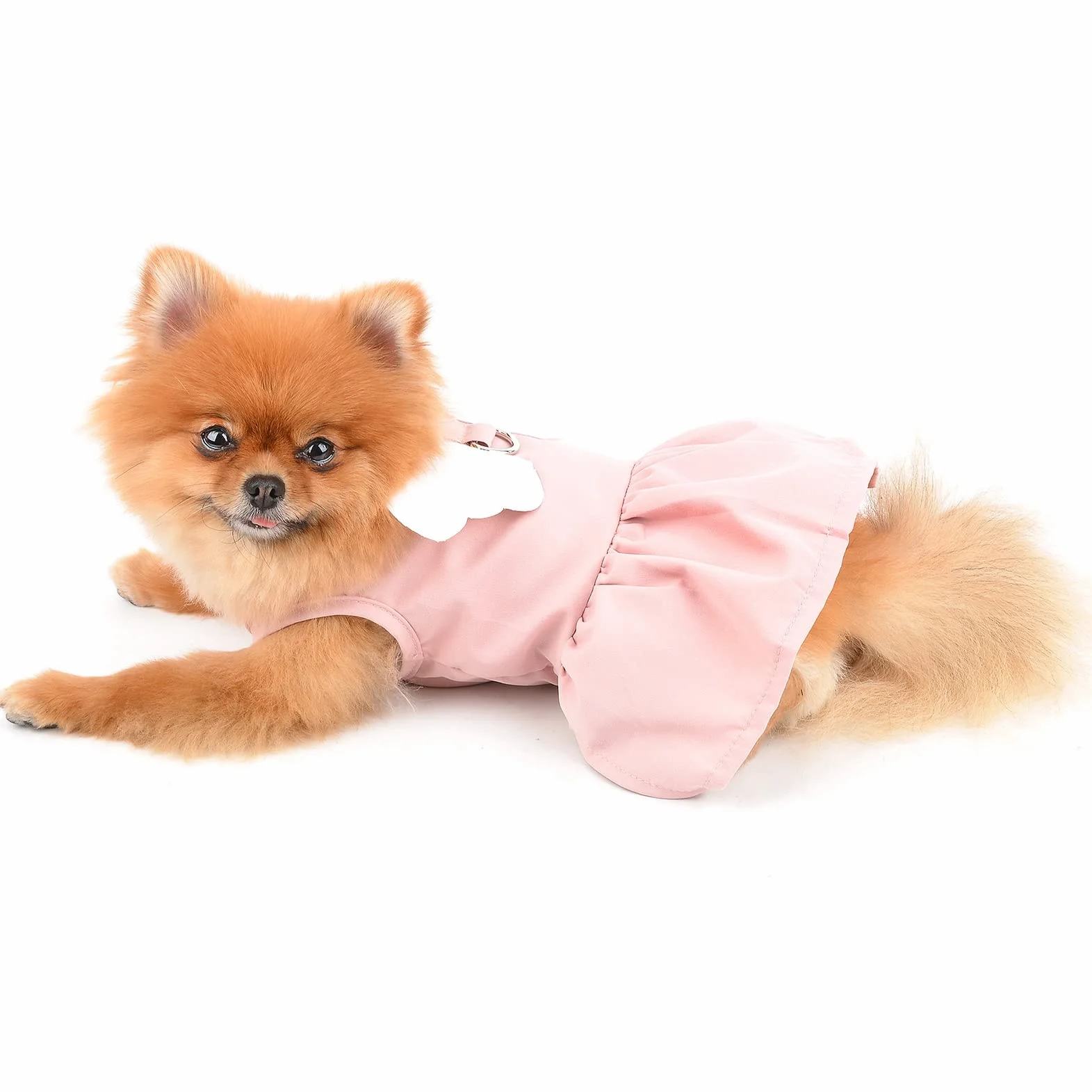 Angel Wing vestito per cani con anello a D, gonna per cuccioli, abbigliamento estate, rosa, L