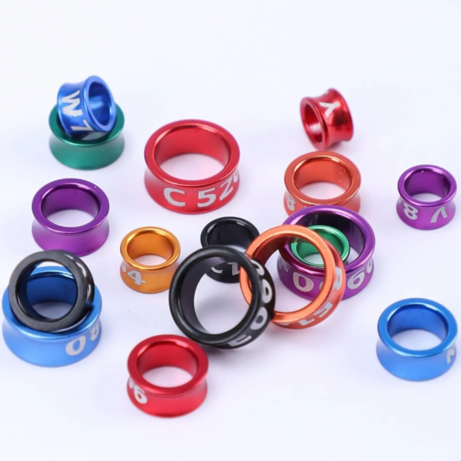 50 Anelli Aperti per Piedi a Forma di Uccello, per pappagalli, in Lega di Alluminio colorato(50pcs,8.0mm)