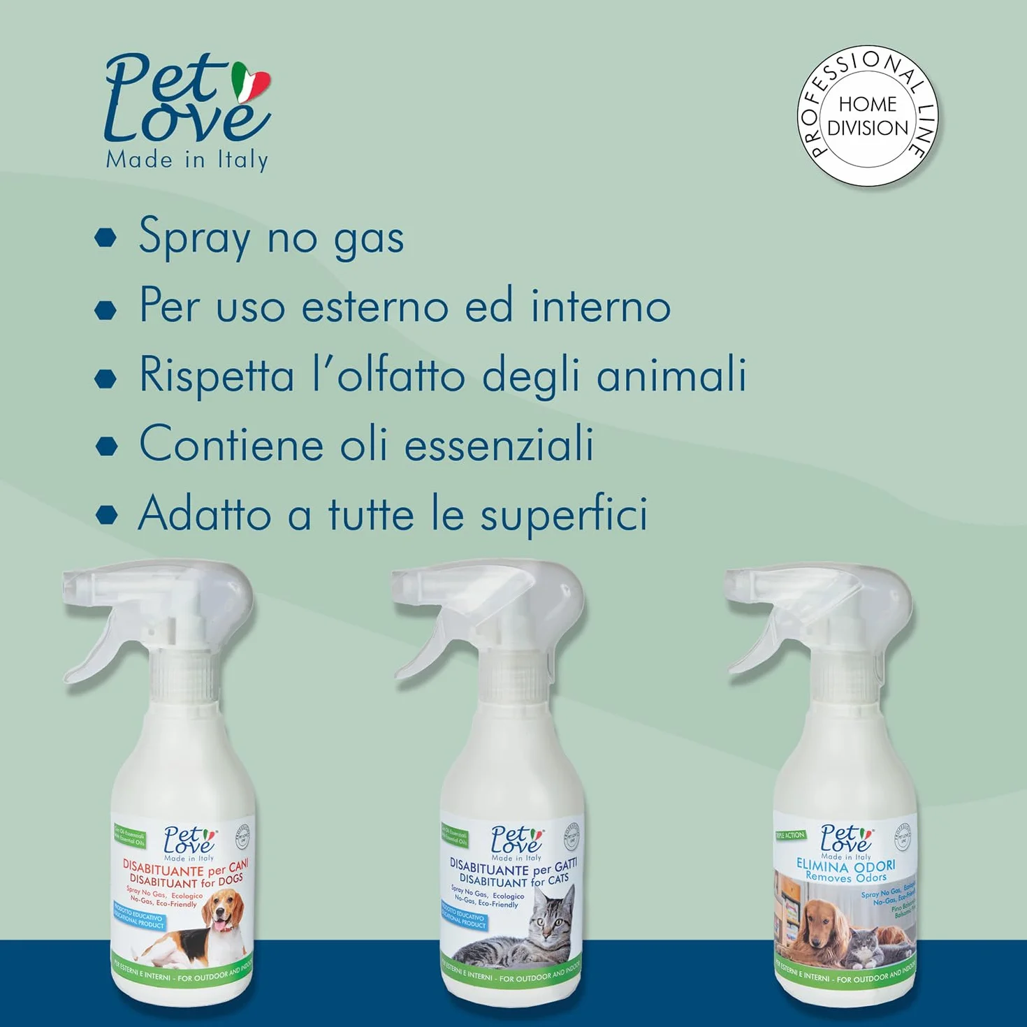 PET LOVE Spray Disabituante Repellente per Gatti - Anti Urina per Interni ed Esterni - Barriera Olfattiva - 350 ml