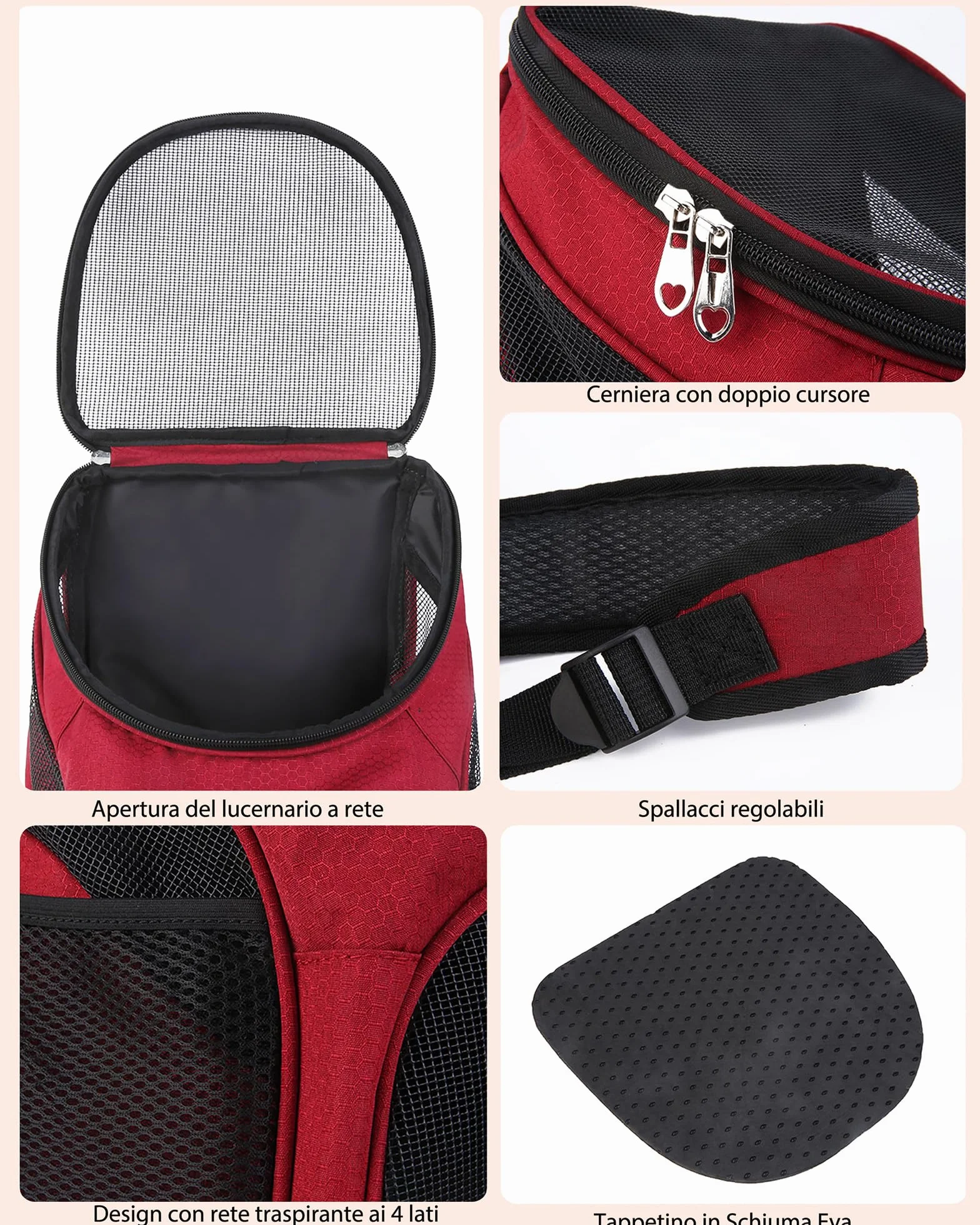Zaino Trasportino Gatto Borsa Trasporto Cane Pieghevole per Cani con Cinturino di Sicurezza Interno Borsa Portatile Porta Animali Traspirante Cuccioli Gatti KM16 (Blu)