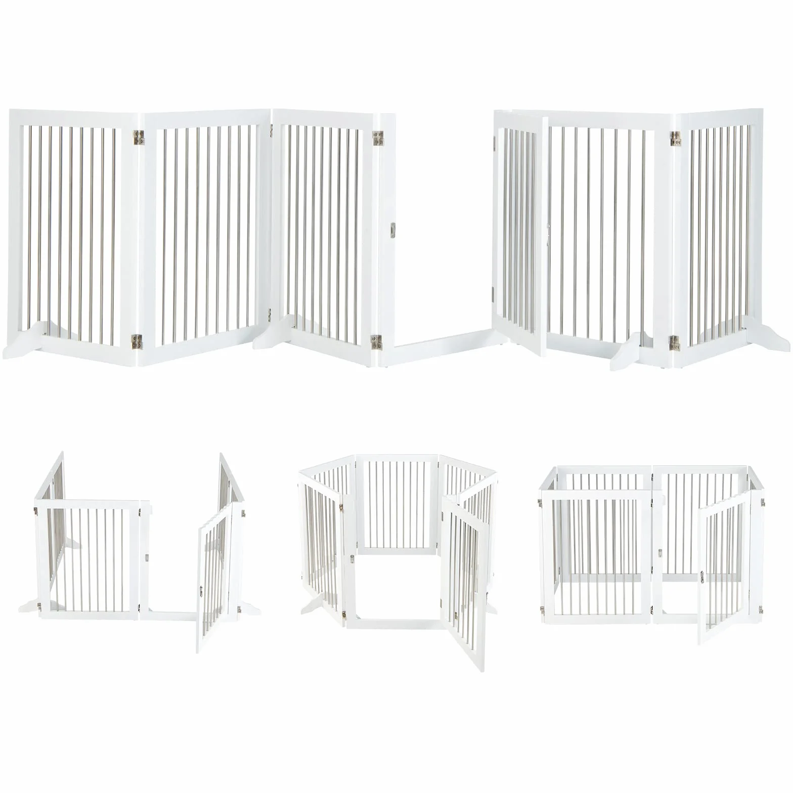 COSTWAY Cancelletto per Cani Pieghevole in Legno, Cancello per Animali Domestici 6 Ante, Box per Cani Piccola/Media Taglia, 80 x 61 x 1,8 cm