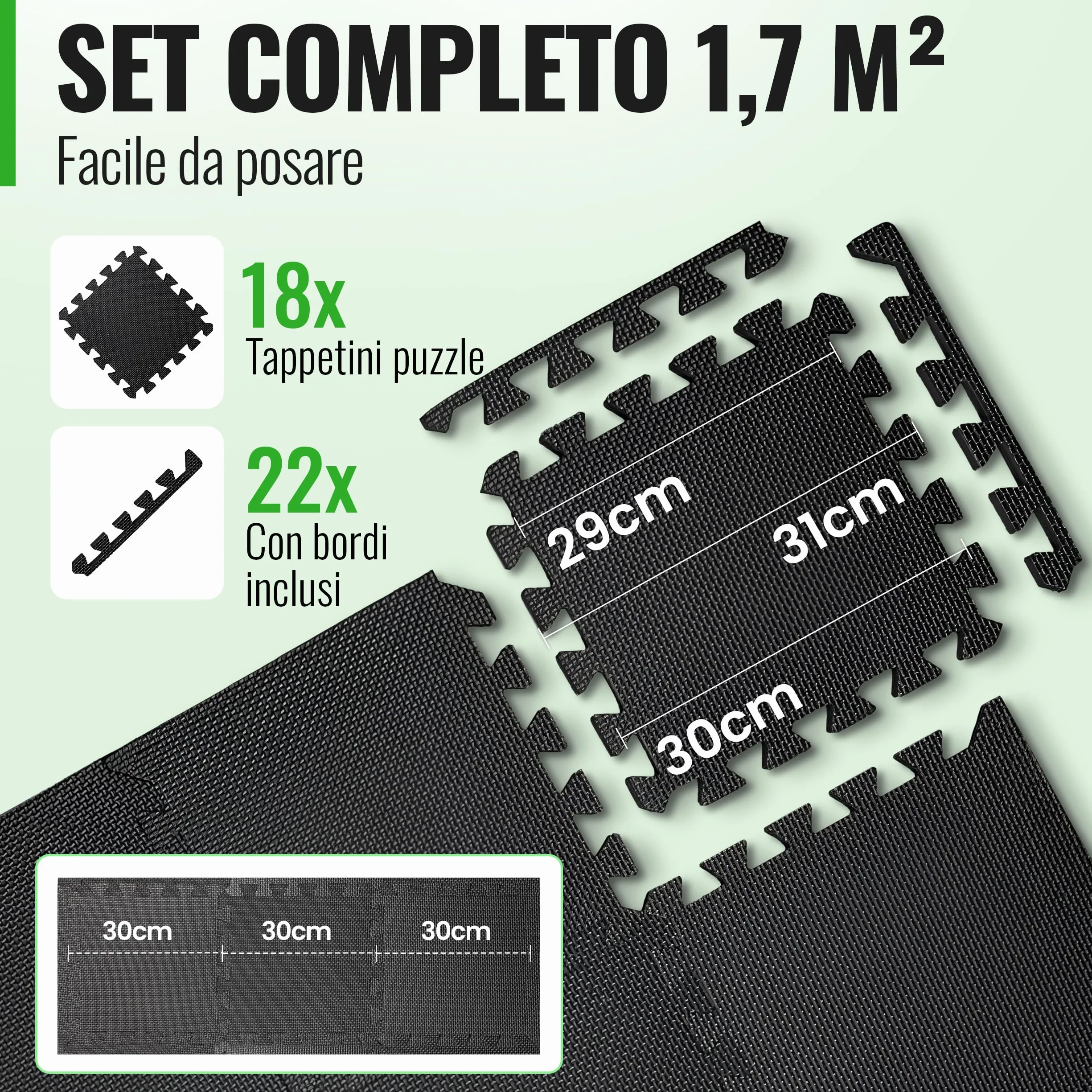 AthleticPro Fitness Tappetino protettivo per pavimento - tappetini extra spessi - tappetini protettivi antiscivolo per sala fitness e attrezzature per il fitness