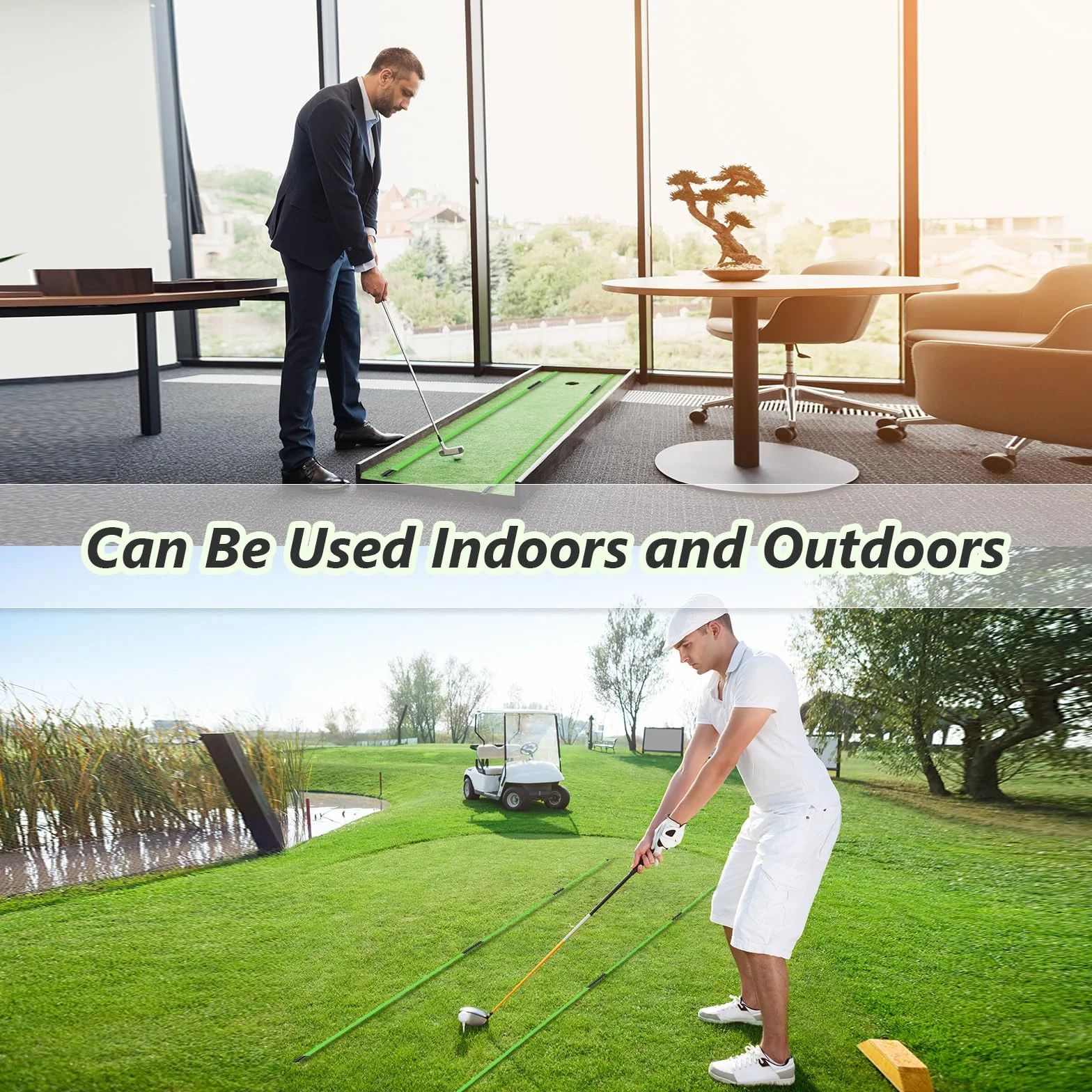flintronic Bastone Indicatore Golf, Bastoncini di Allineamento da Golf a Tre-Pieghe, Attrezzatura da Allenamento daGolf Portatile per Puntare, Allenare, Accessori di Postura Corretta daGolf