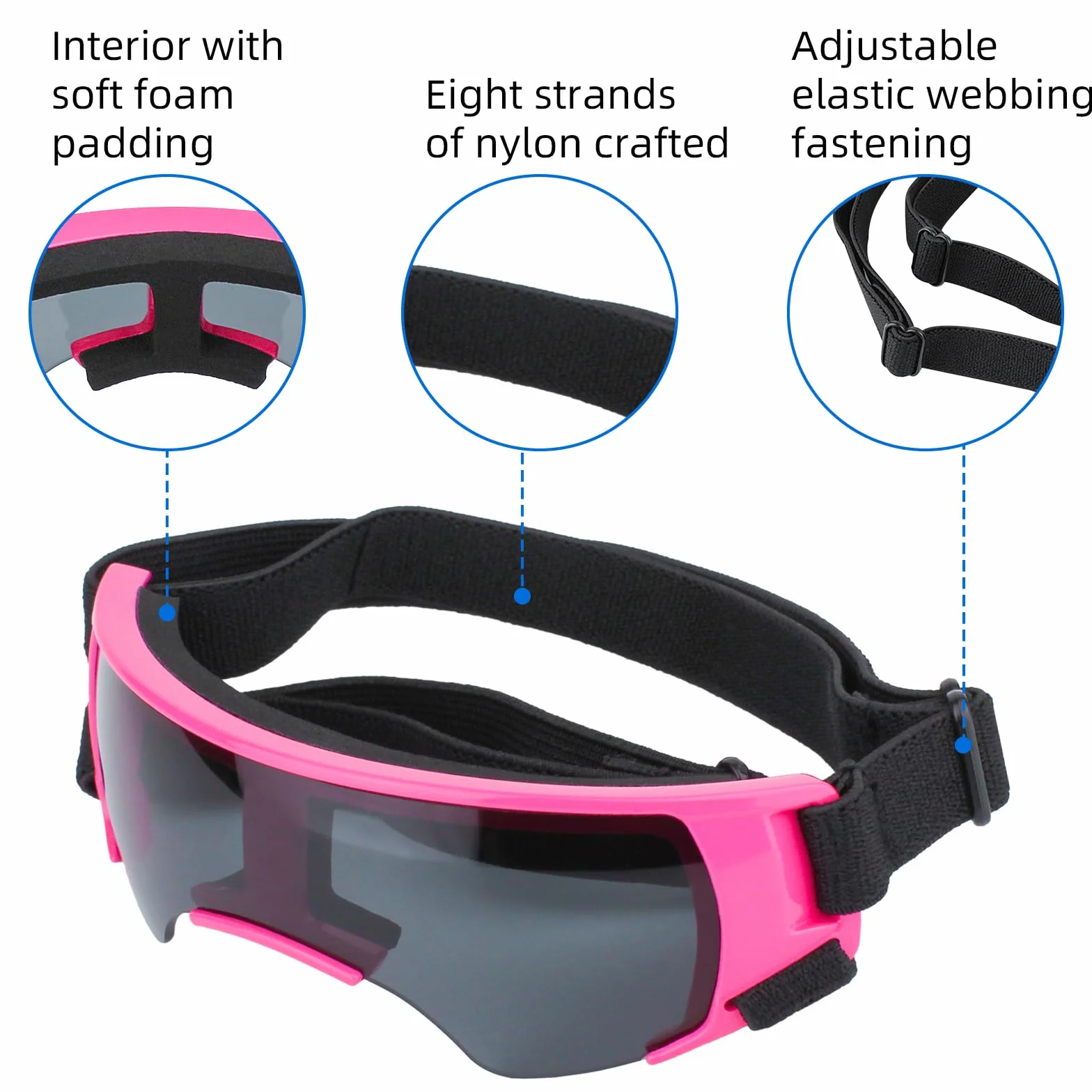 Occhiali da neve estivi, occhiali da sole per cani di piccola taglia, protezione dagli occhi, protezione UV per cani, occhiali da sole, anti-appannamento, per moto, canestro convertibile (rosa)