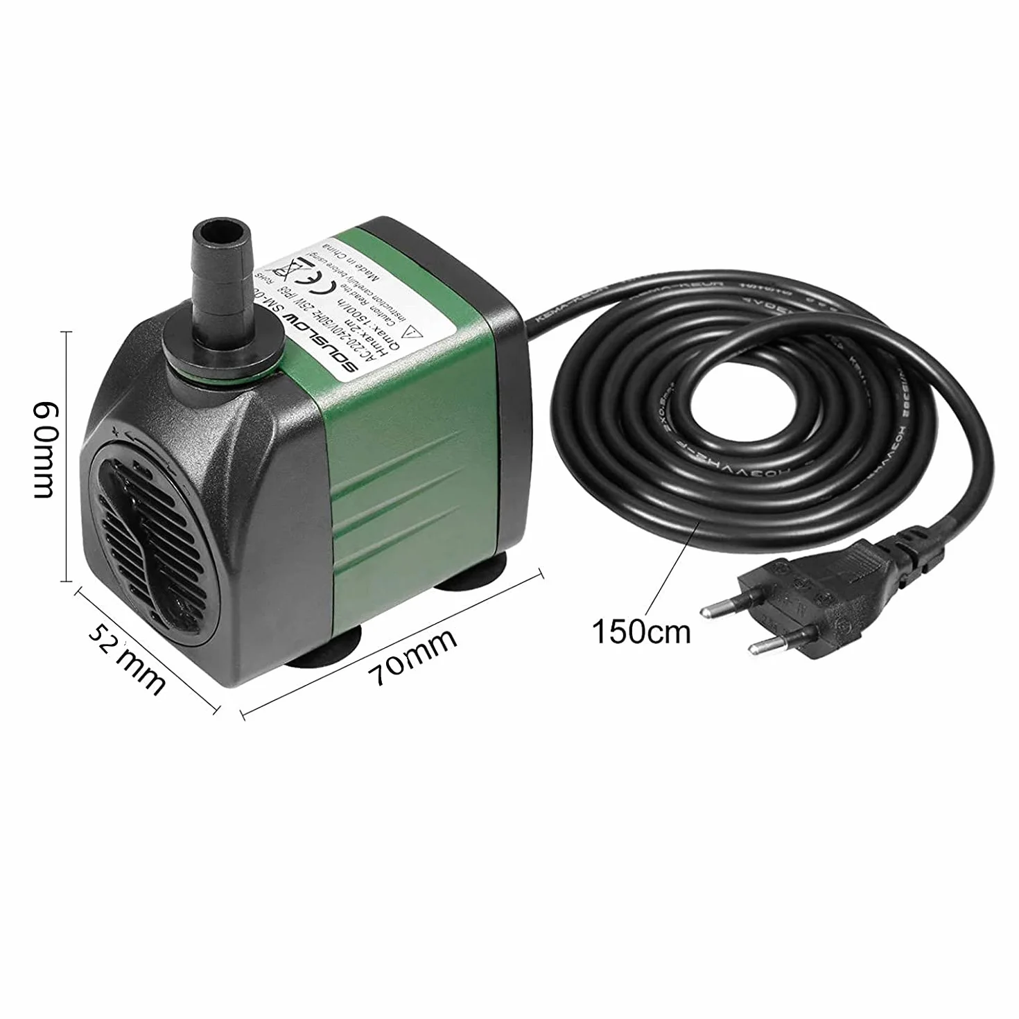 Pompa ad Acqua Sommergibile 15W 1000 L/H AC220-240V Pompa ad Acqua per Acquario con 1 ugello per acquario, laghetto, fontana da giardino, sistema idroponico
