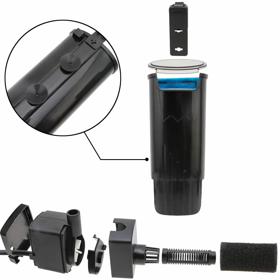 SENZEAL Pompa Filtro a Cascata a Basso Livello Dell'acqua Tartaruga Filtro Interno per Acquario 5W 220V/50Hz 400L/H Livello Dell'acqua Basso Pulito per Acquari Rettili Anfibi - Nero
