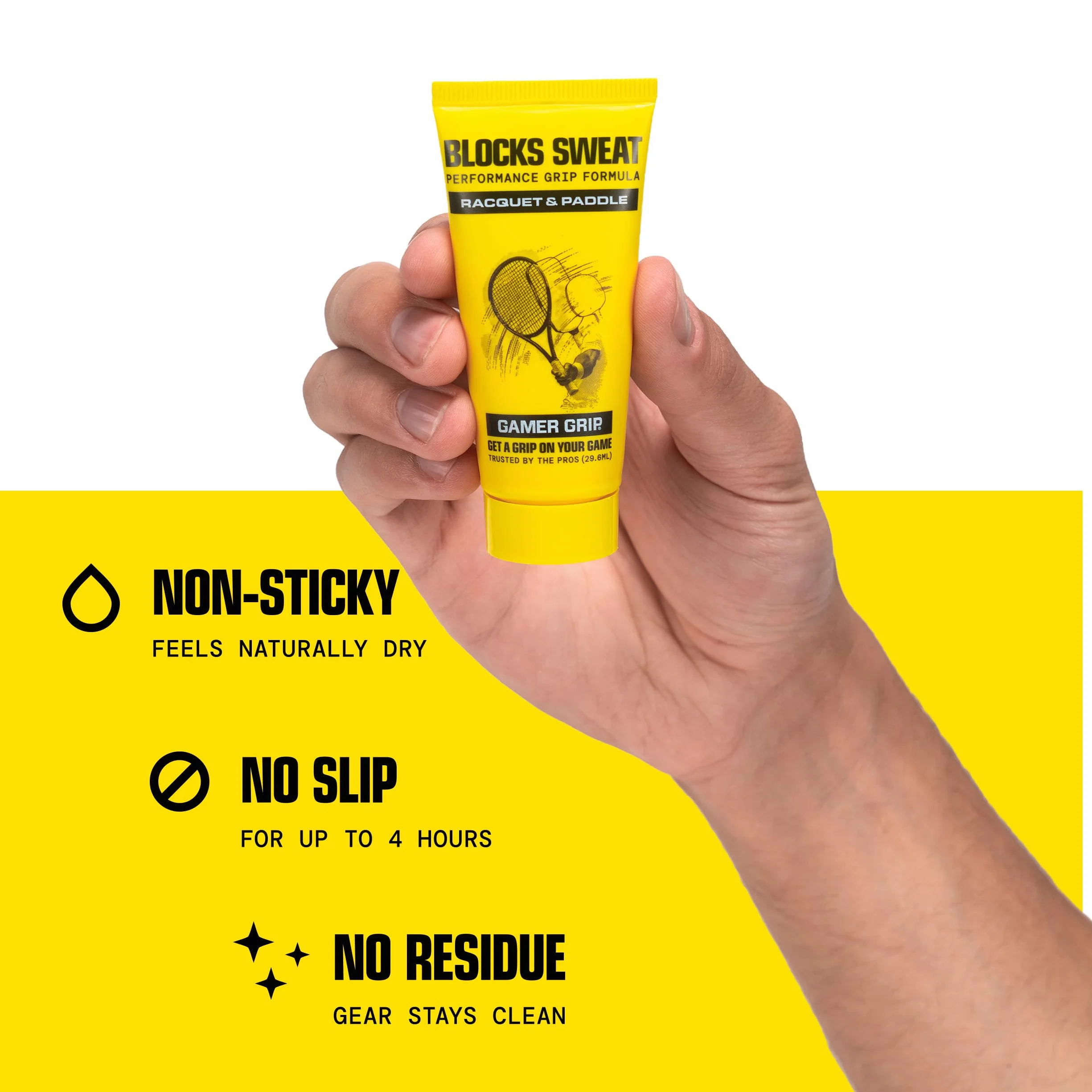 Gamer Grip Presa salda Crema mani antiscivolo Controllo sudore racchetta tennis golf ginnastica fitness alternativa gesso liquido Made in USA