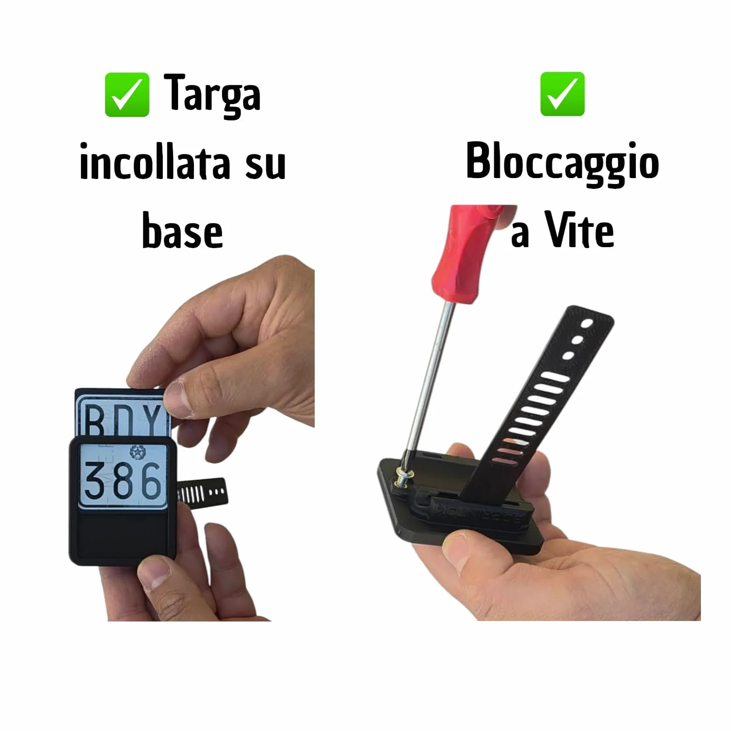 Portatarga per Monopattino Elettrico - Supporto Targa Regolabile per Steli Tubolari Tondi, Ovali e Poligonali - ASA Resistente Agenti Atmosferici