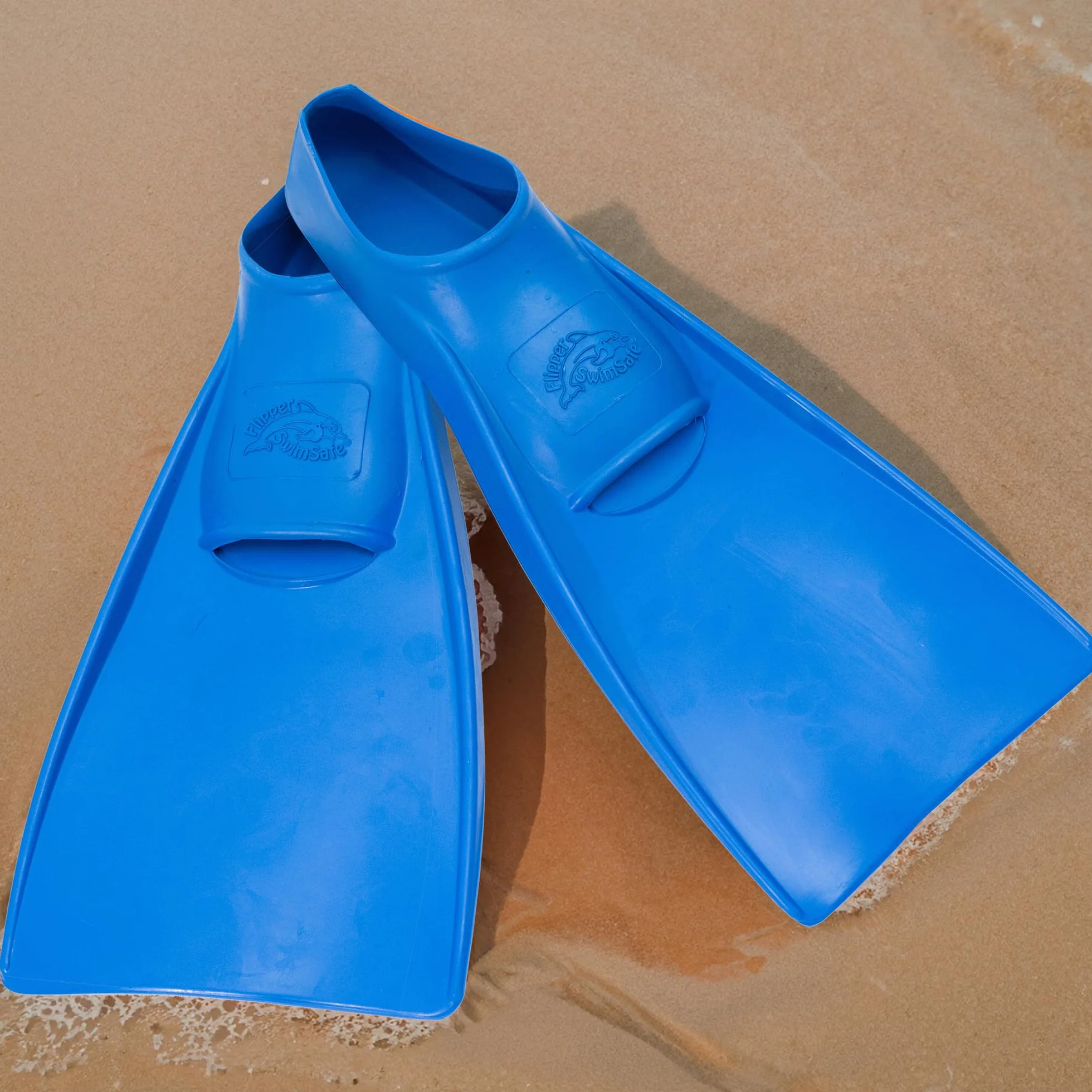 Flipper SwimSafe Pinne da Nuoto per Bambini e Adolescenti in Gomma Naturale Blu o Arancione