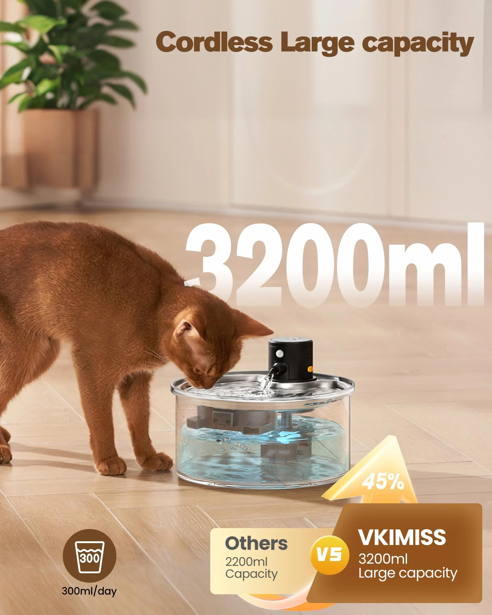 Fontanella per Gatti senza Fili: Fontana per Gatti - 3.2L Fontanella Gatto con Sensore di Movimento - Fontana Gatto Batteria - Dispenser Acqua Gattis con Pila 4000mAh - Acciaio Vassoio per Bere