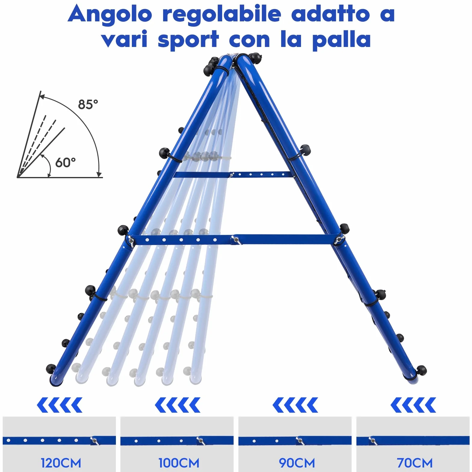Rimbalzo Calcio - Rete Rebounder regolabile su entrambi i lati con obiettivo per calcio, baseball, tennis, rugby - Rete da allenamento con robusto telaio in acciaio - 80/100/120 cm