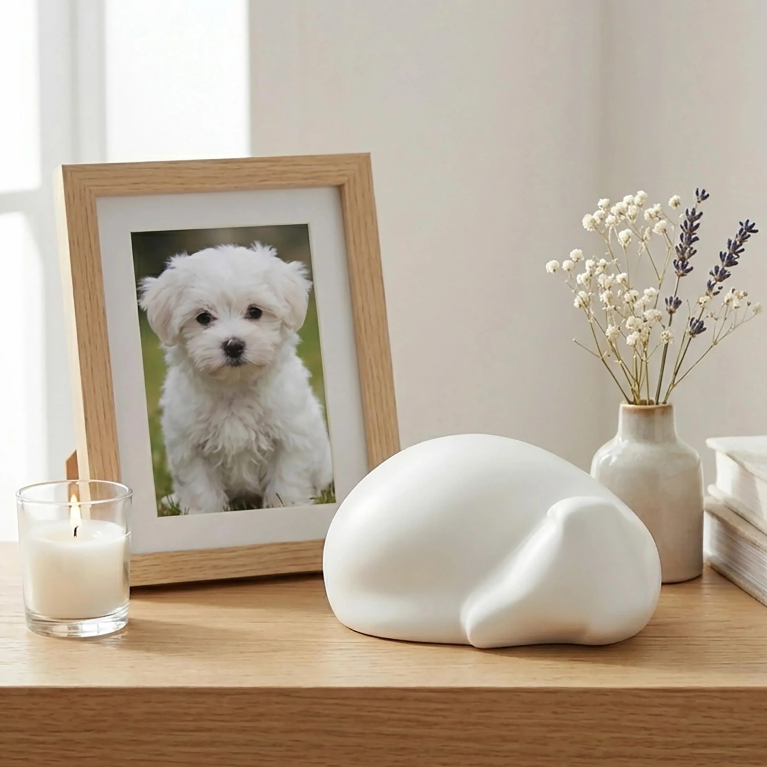 Urna Funeraria a forma di cane che dorme (Bianco)