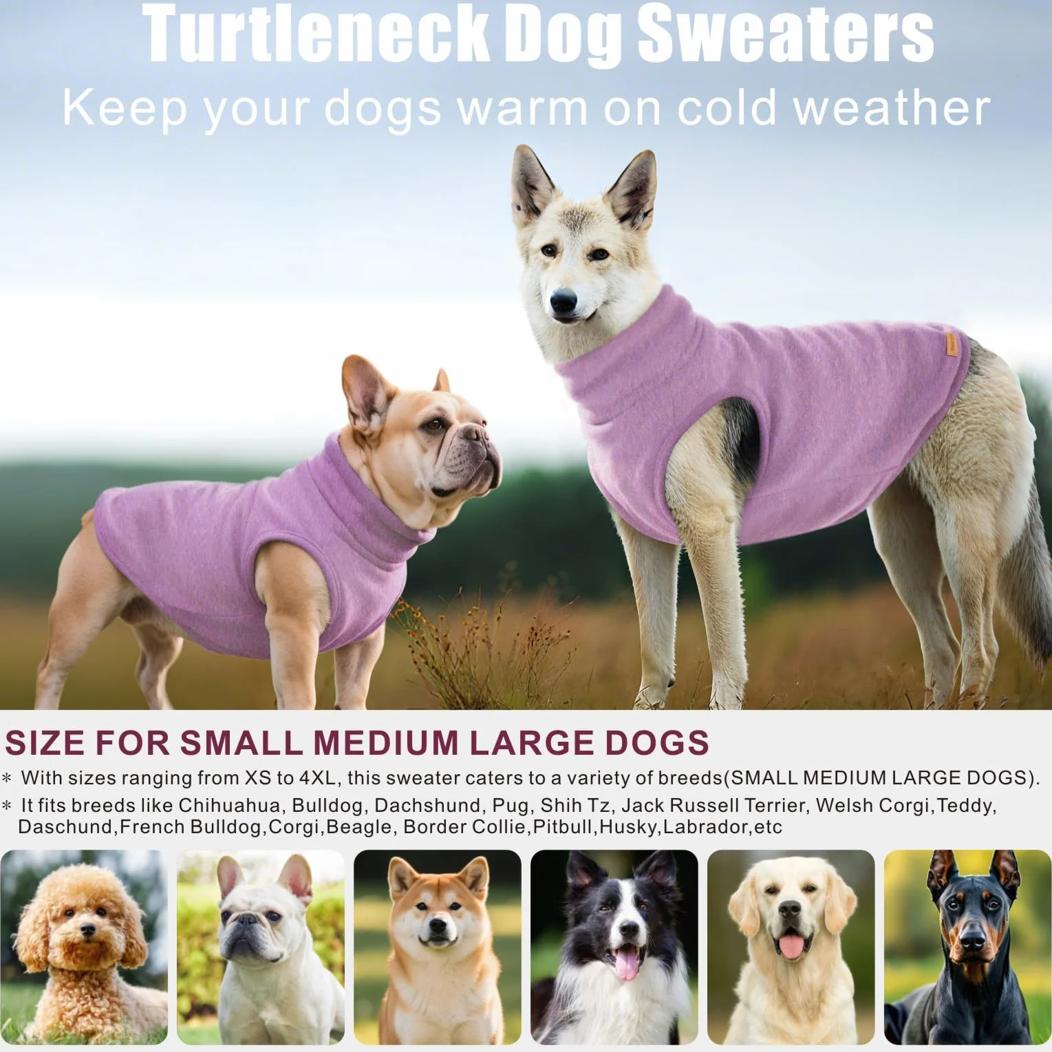 Felpe per Cani con Cappuccio Maglione Caldo per Animali Domestici XS-4XL Violetta