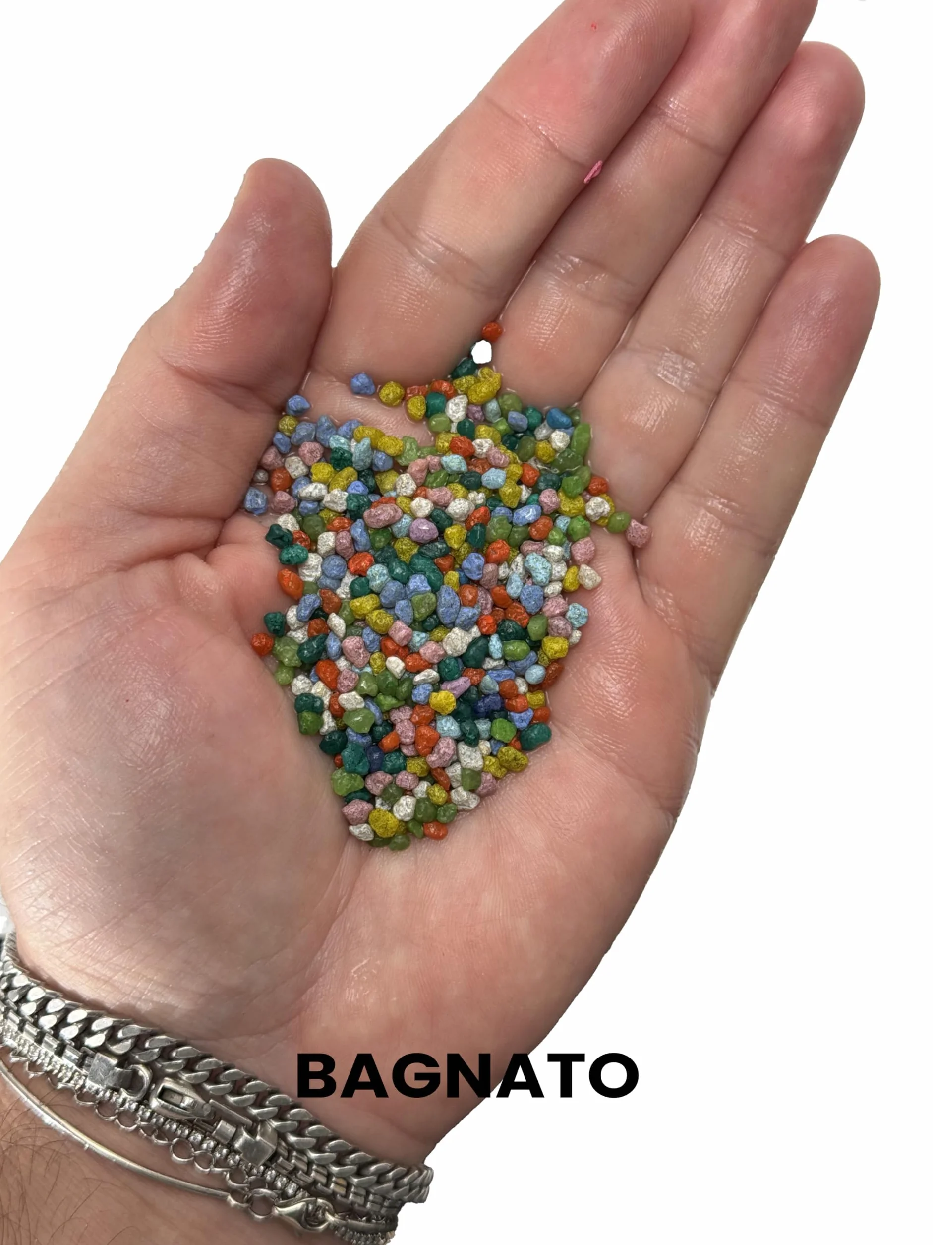 Ghiaia Decorativa Quarzo Ceramizzato Colorato per Vasi, Acquari e Terrari, 1 kg, Arlecchino