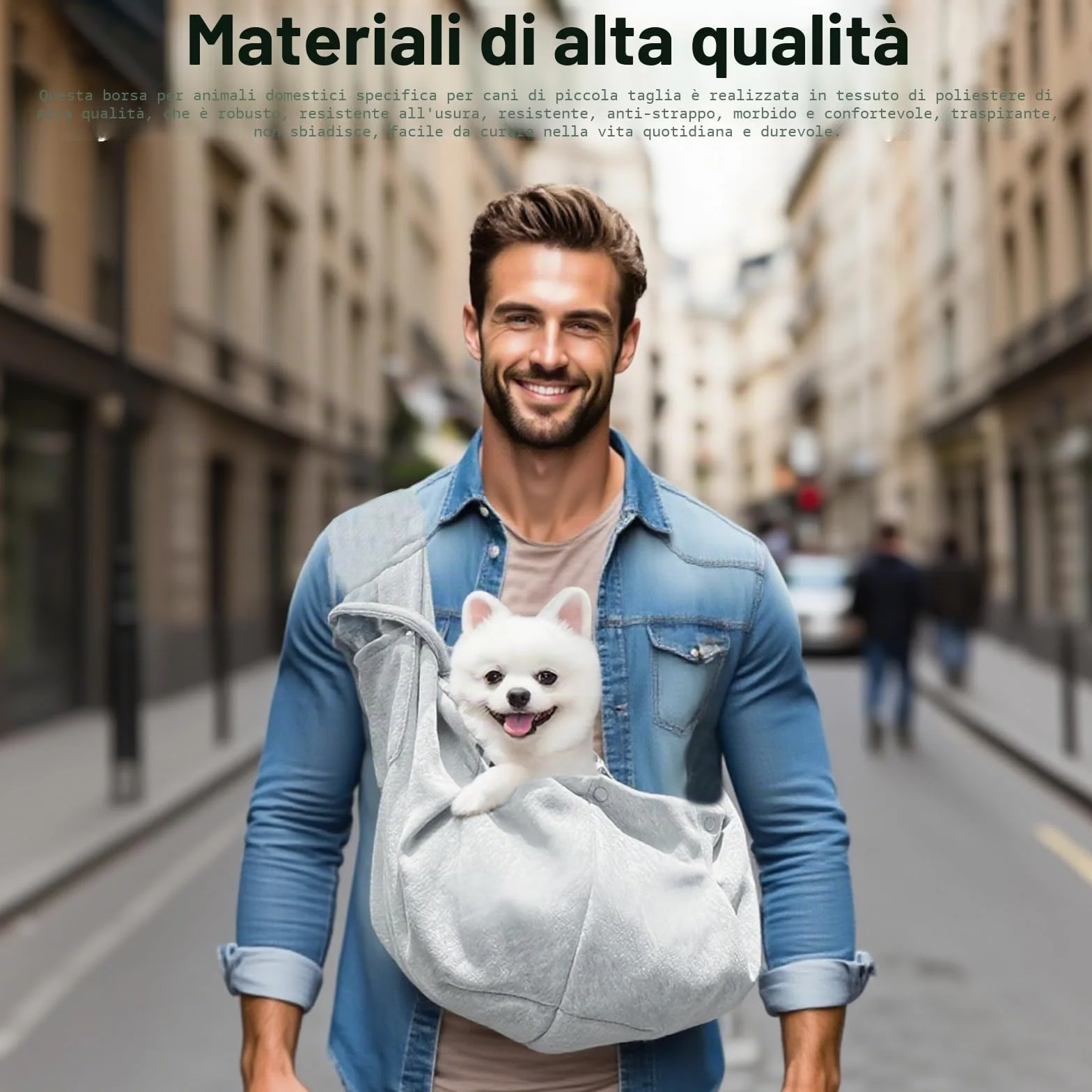 Grigio Borse per Cani, con Capacità di Carico di 7,5 Kg, Marsupio Cane, Marsupio per Gatti, per Escursioni e Attività Aperto