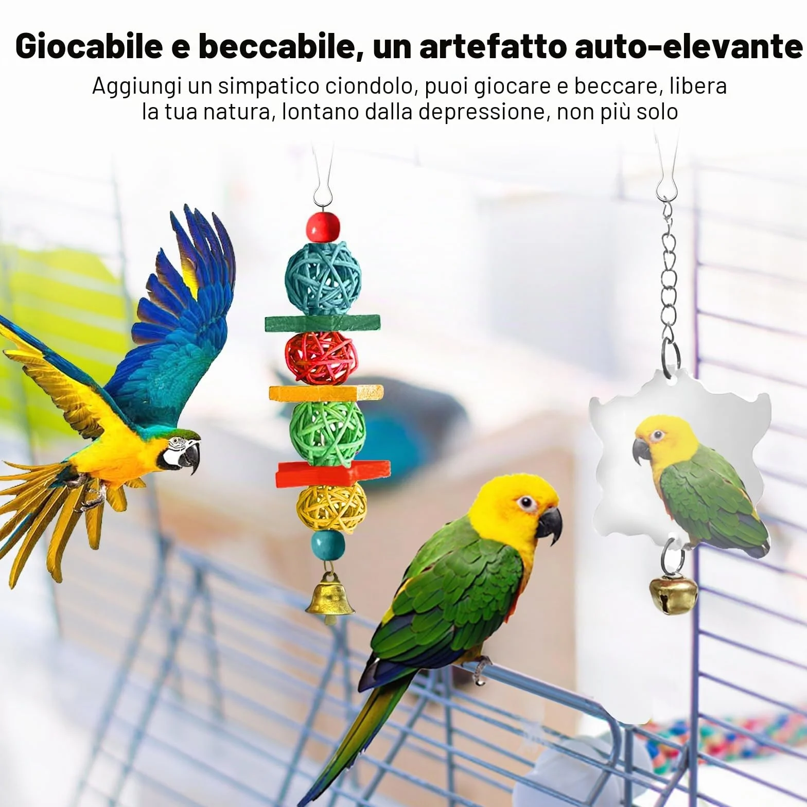 Giochi per Uccelli Pappagalli Altalena Giocattolo da Masticare per Cockatiels Pappagallini Inseparabili
