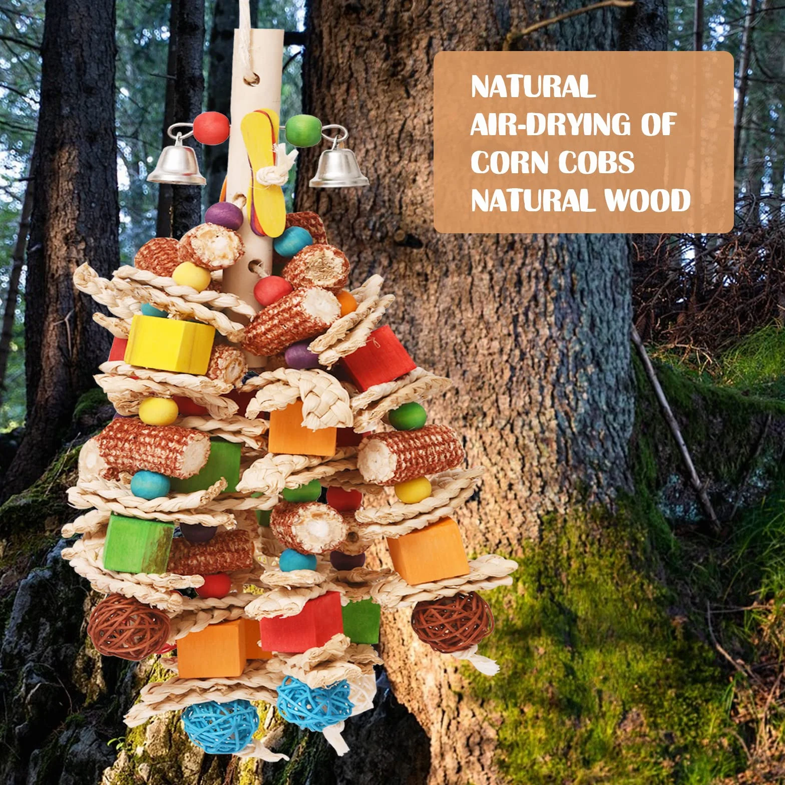 Giocattoli per Pappagalli in Corda con Campanelle per Gabbia da Masticare per Cockatiels e Pappagallini
