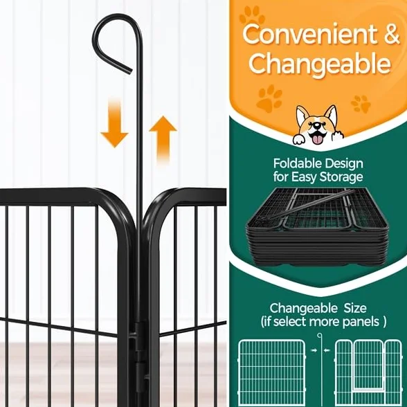 Yaheetech Recinto per Cani Cuccioli Conigli Gatti Animali Domestici da Interno e Esterno Giardino Rete Recinzione Metallica Ferro 16 pz 80 x 80 cm