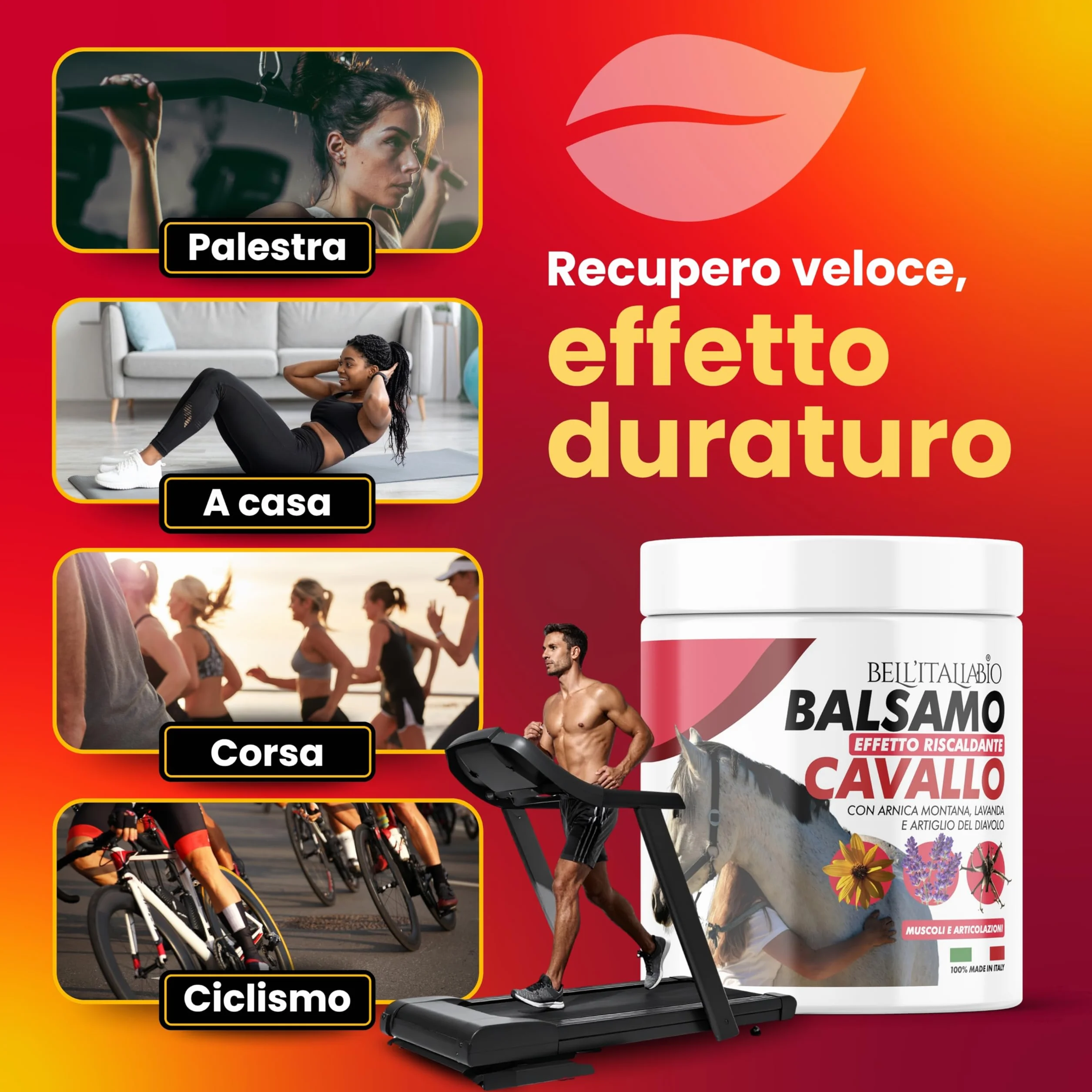 Balsamo Cavallo Riscaldante con Arnica 600ml Crema Sportiva per Tensioni Muscolari