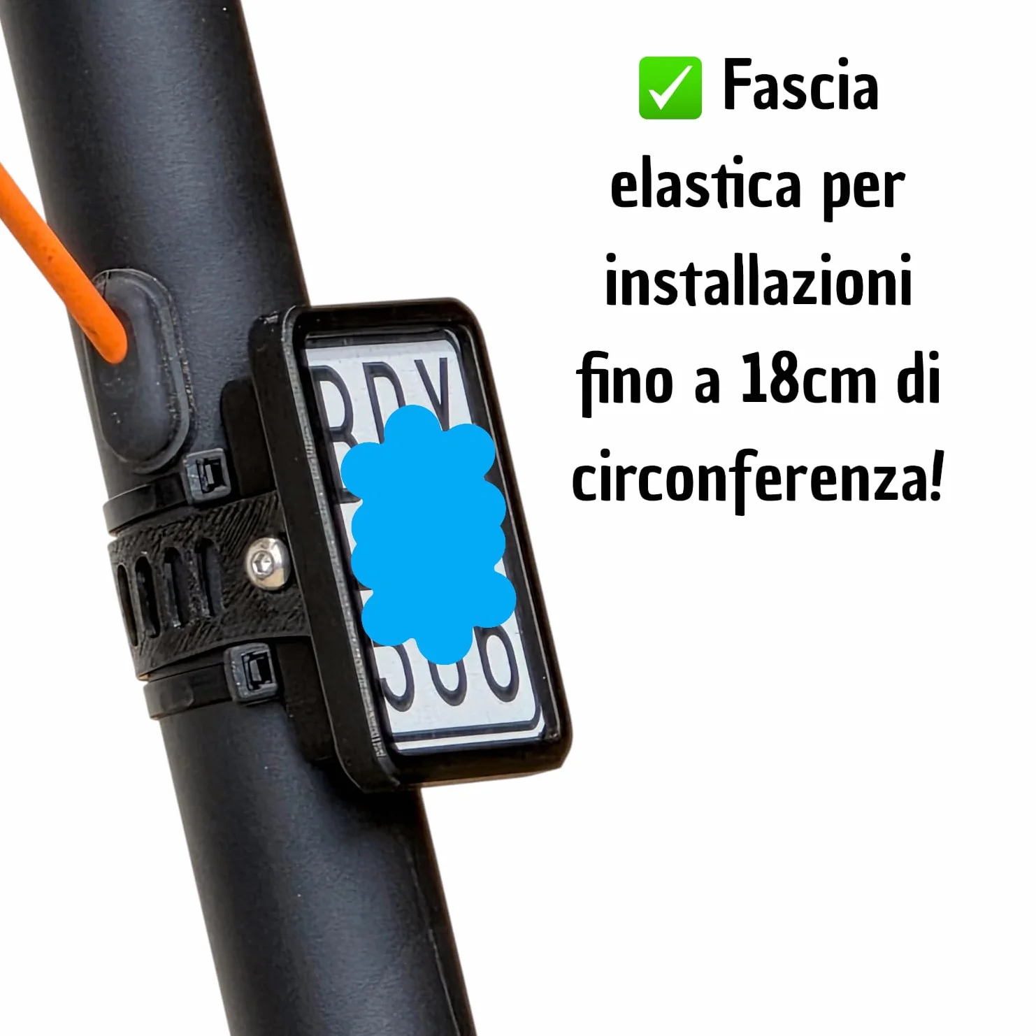 Portatarga per Monopattino Elettrico - Supporto Targa Regolabile per Steli Tubolari Tondi, Ovali e Poligonali - ASA Resistente Agenti Atmosferici