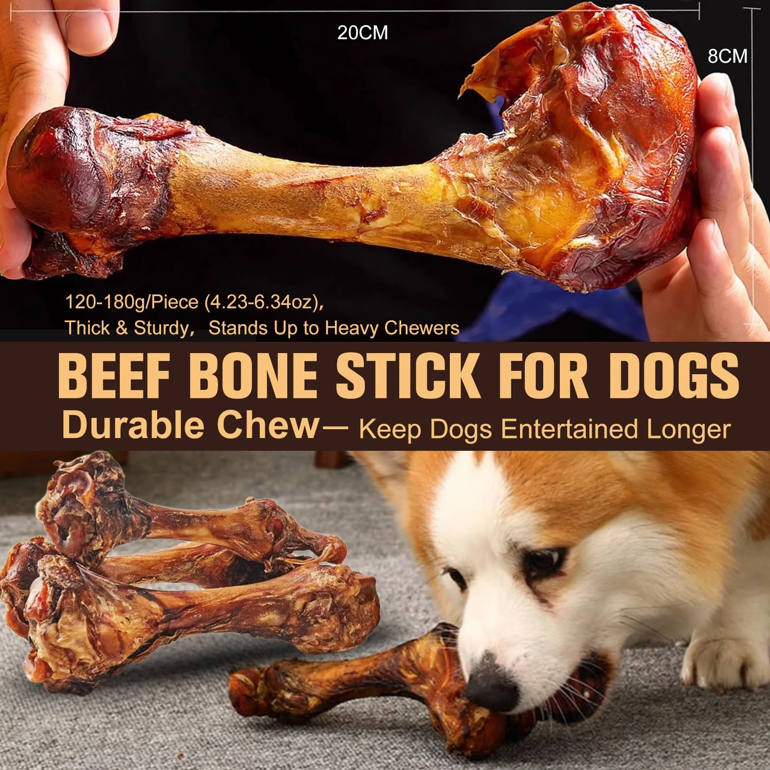 Manzo Osso masticabile per cani, Naturali Bisonte stick per la pulizia dei denti, Snack premio Ossa da masticativo per Cani Piccoli e Medi, Completamente Digestibili - Texture Croccante e Duratura (1)