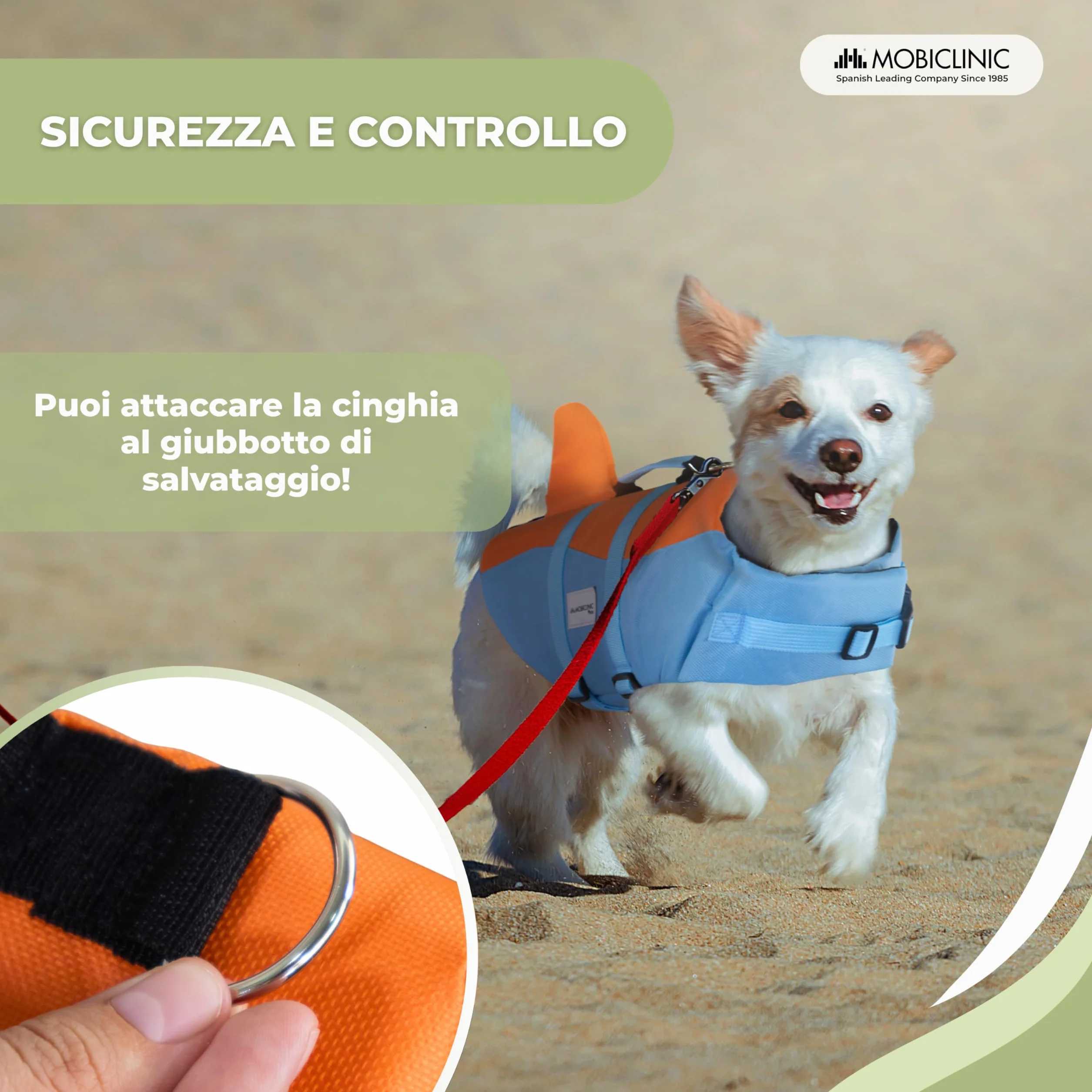 Mobiclinic® Salvagente per Cane Design a Pinna di Squalo Imbracatura Regolabile Galleggiabilità Visibilità Leggero