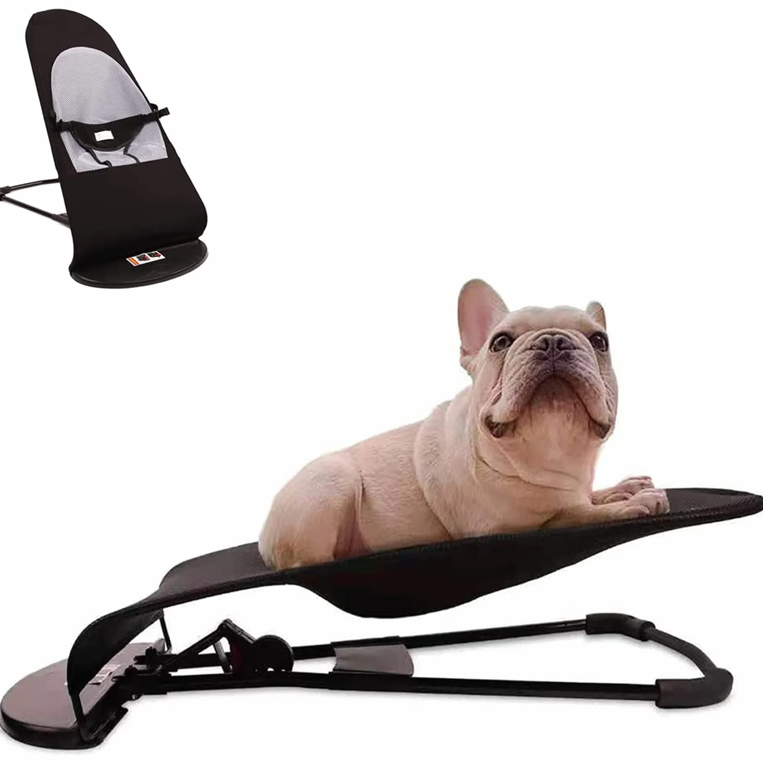 Sedia a Dondolo per Cani, Portatile, Pet Dog Cat Bed, Letto Pieghevole Adatto per Animali Domestici sotto 33 libbre / 15 kg, Nero