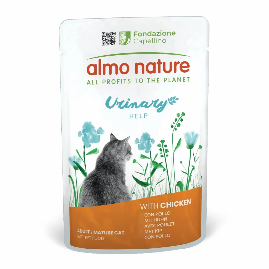 Almo Nature Functional Urinary Help - Cibo Umido per Gatti Adulti Gusto Pesce e Pollo - Supporto per il Benessere delle Vie Urinarie - 6 Buste da 70g