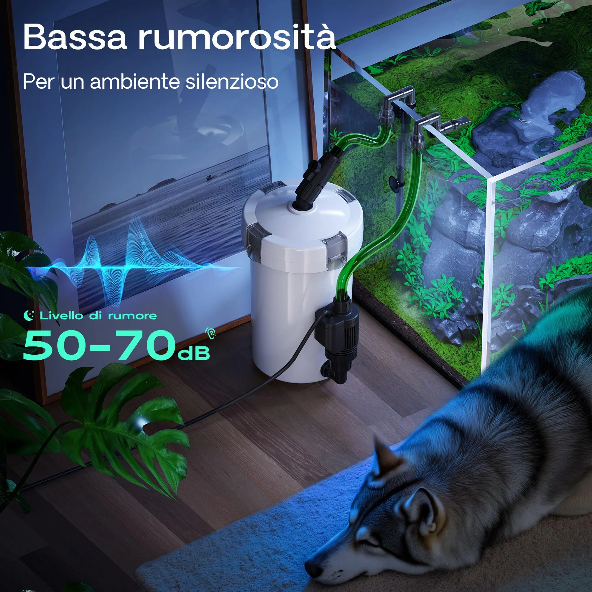 SunSun Filtro Esterno per acquari HW-603B con Pompa da 400 l/h, filtrazione a 3 stadi con 3 spugne filtranti e 1 Tappetino in TNT Inclusi