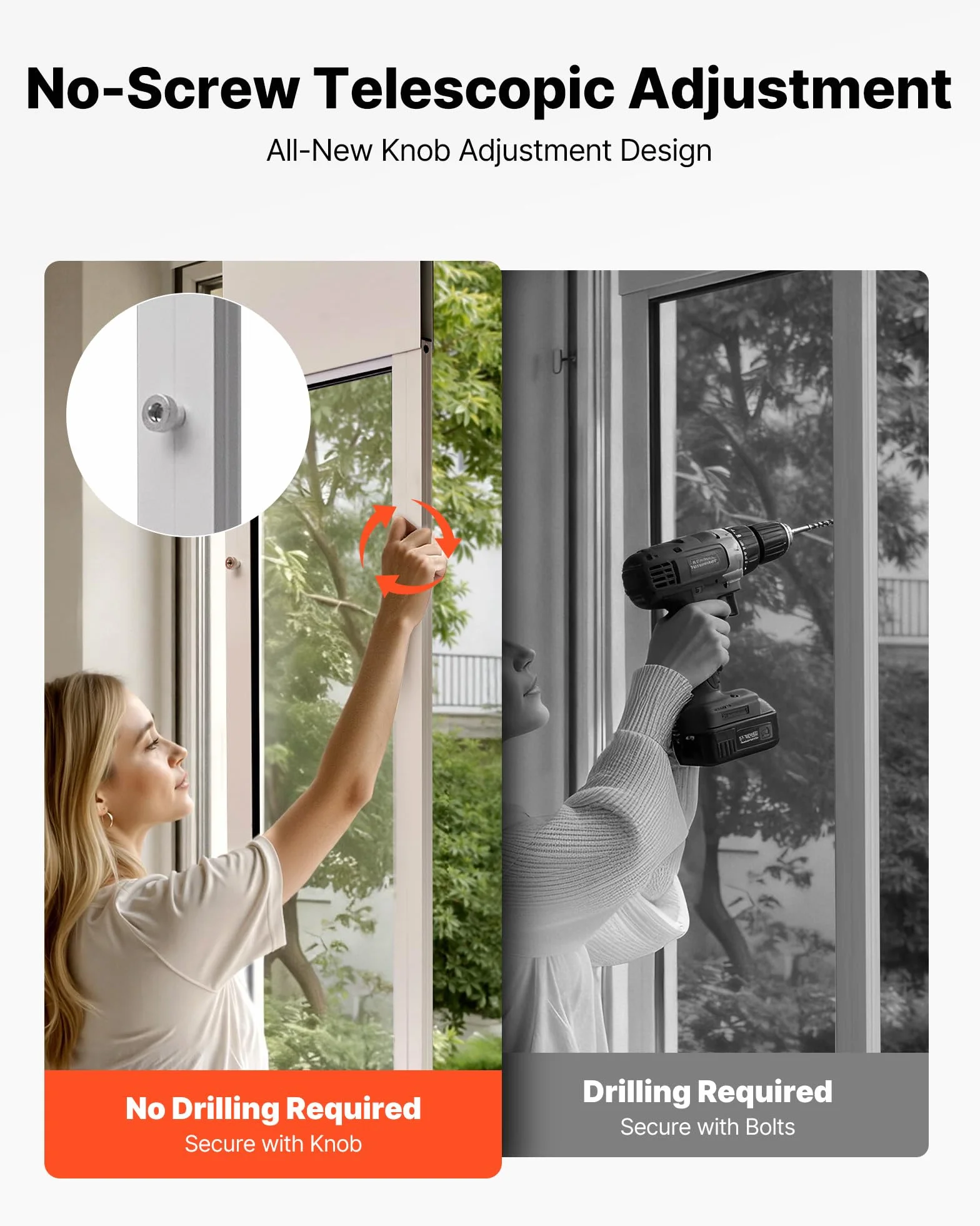 VEVOR Porta Scorrevole per Animali Domestici, Altezza Regolabile 2311-2439 mm, Telaio in Lega di Alluminio, Bianco