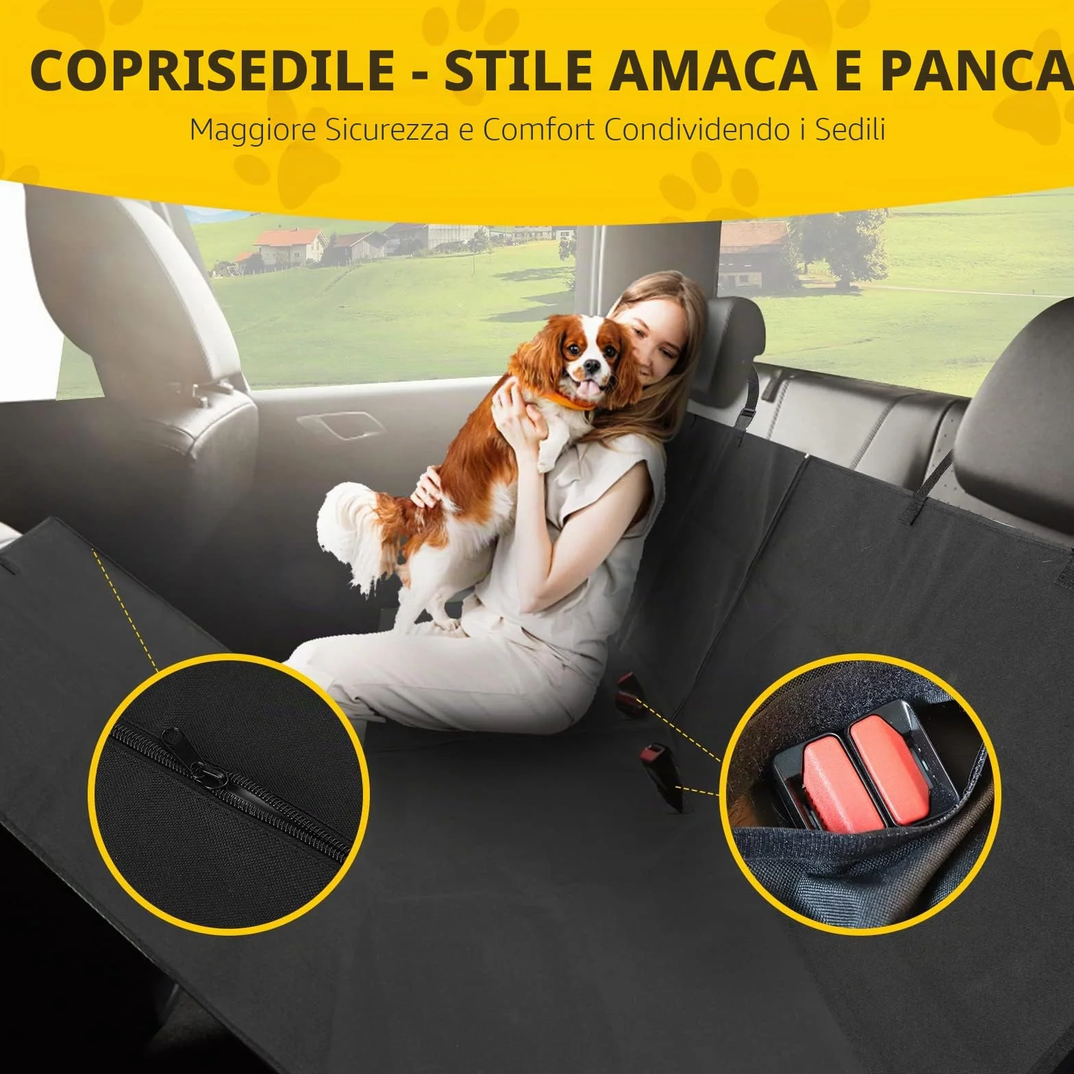 Nobleza - Coprisedile per cani, coperta per cani 147 * 145 cm, protezione del sedile, resistente all'acqua, spesso e durevole per SUV, camion, trasporti e viaggi, colore nero