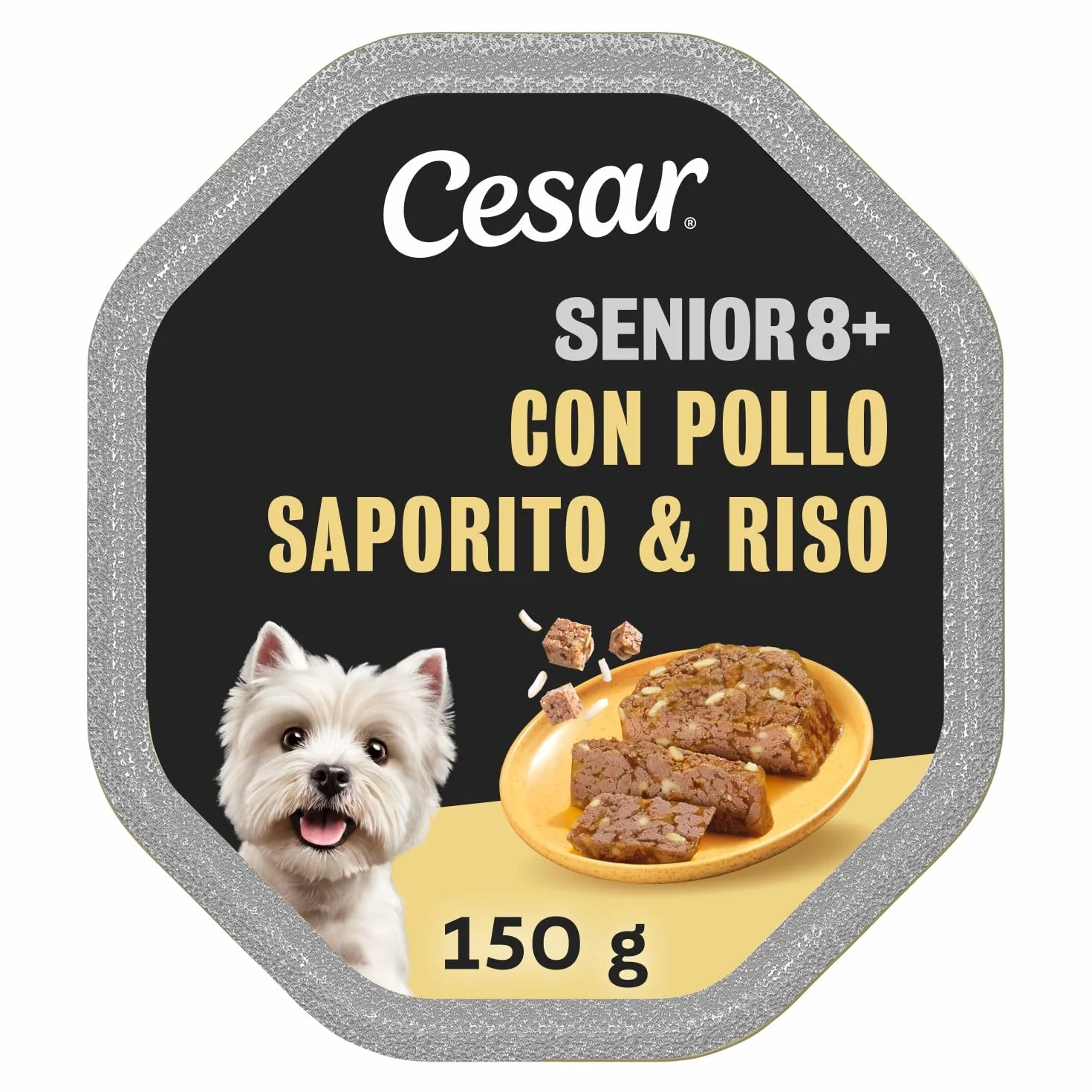 Cesar Senior 10+ Cibo per Cane con tenero Pollo e Riso, 150 g, 14 Vaschette