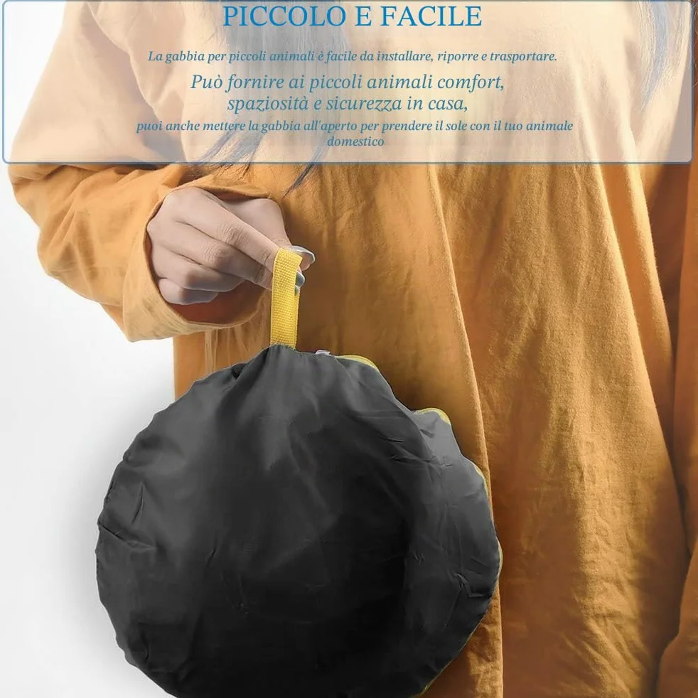 Gabbia per piccoli animali pieghevole parco animali con rete traspirante Recinzione per animali domestici portatile per cani porcellini d'India Conigli criceti (nero)