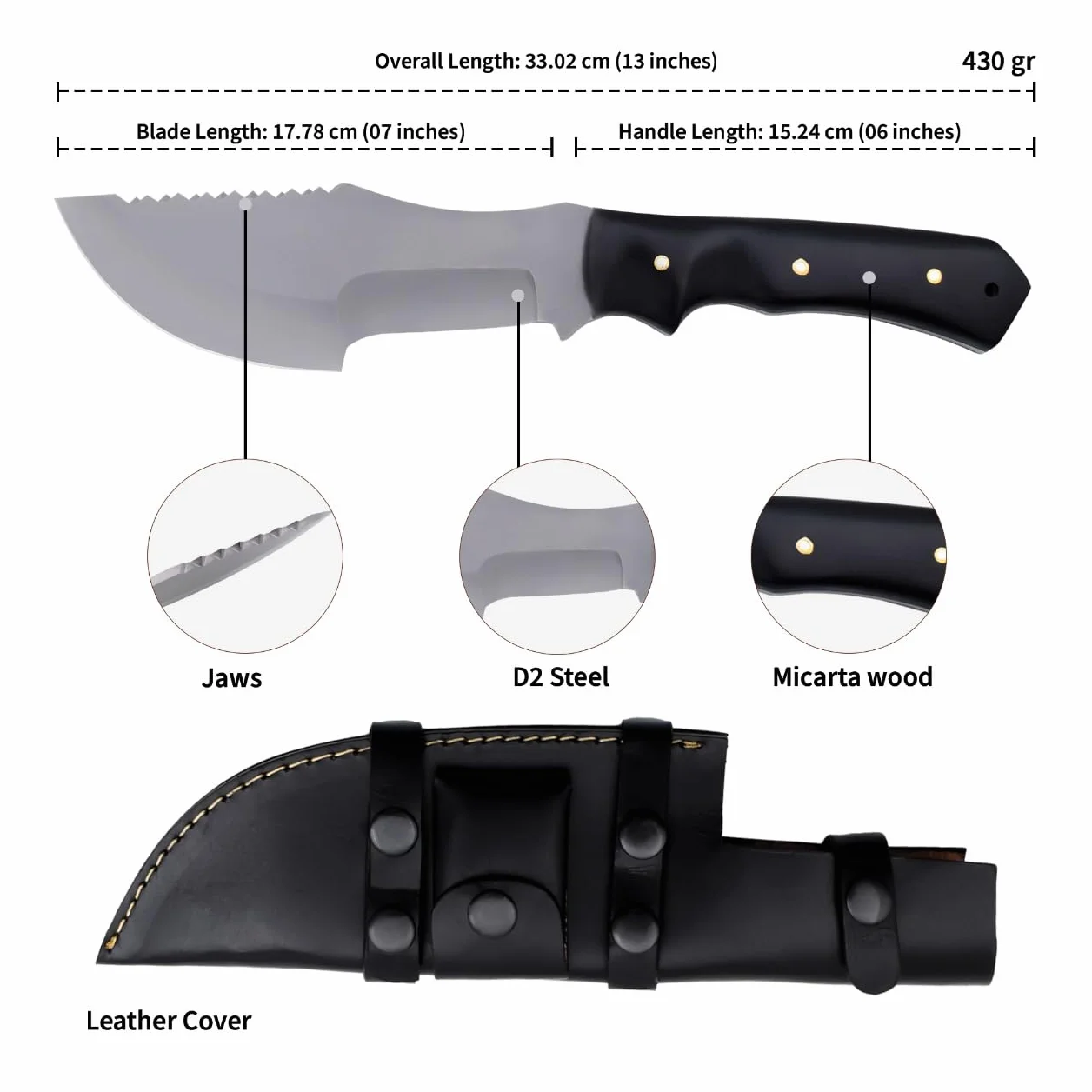 CHOOSE Coltello Tracker fatto a mano - Lama fissa da collezione personalizzata ispirata al film 'The Hunted', pinza piena, manico ergonomico |TRM013