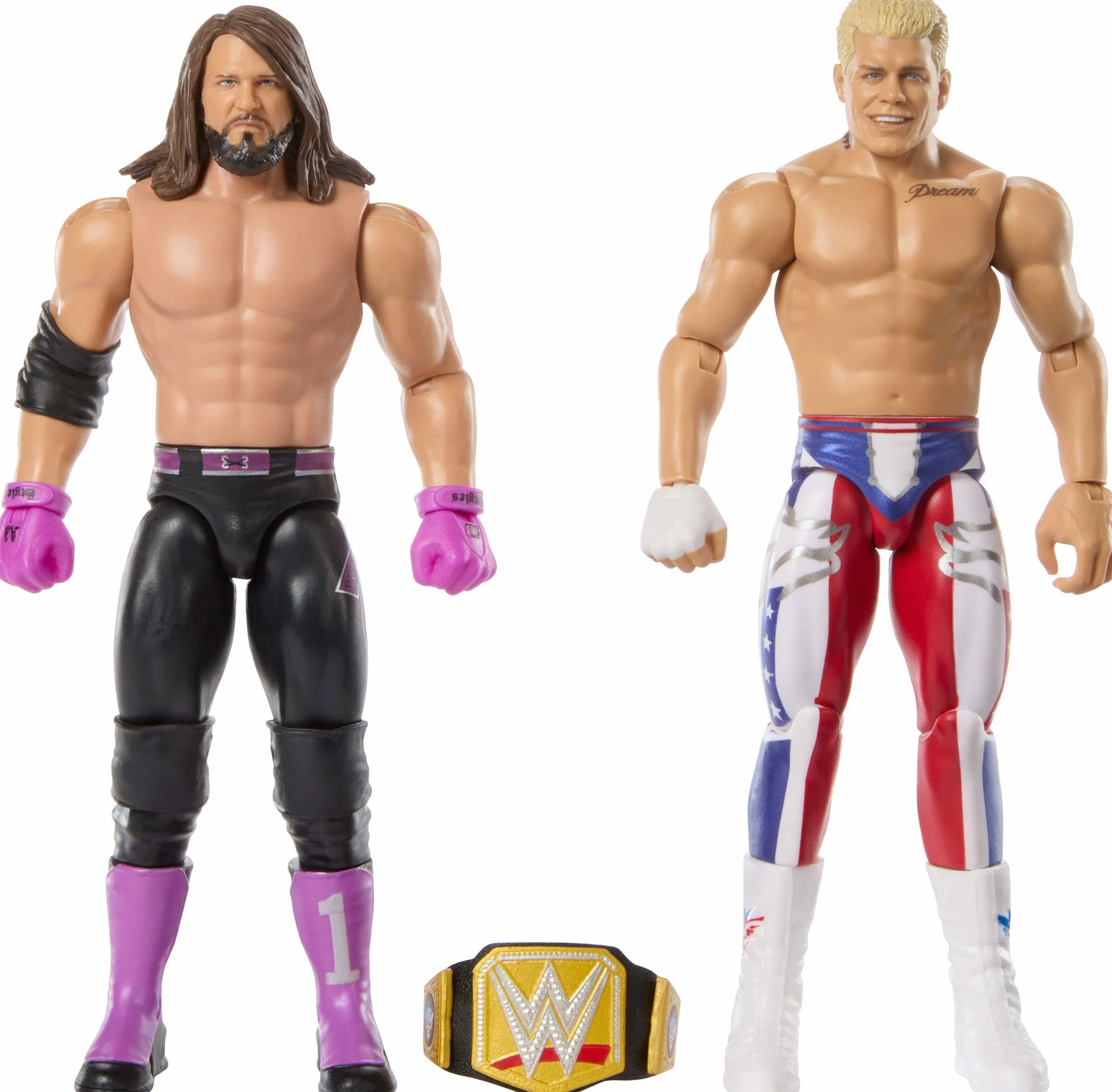 Mattel WWE Main Event Showdown Action Figure 2-Pack con Accessori, Serie #22 Cody Rhodes vs AJ Styles, set da collezione, 15,2 cm