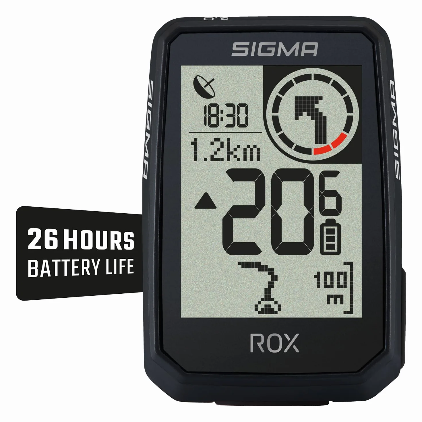 SIGMA ROX 2.0 Endurance Black | Durata della batteria 26h | Computer da bicicletta wireless | GPS e navigazione inclusi OVERCLAMP Butler | Navigazione GPS all'aperto | Compatibile con E-Bike