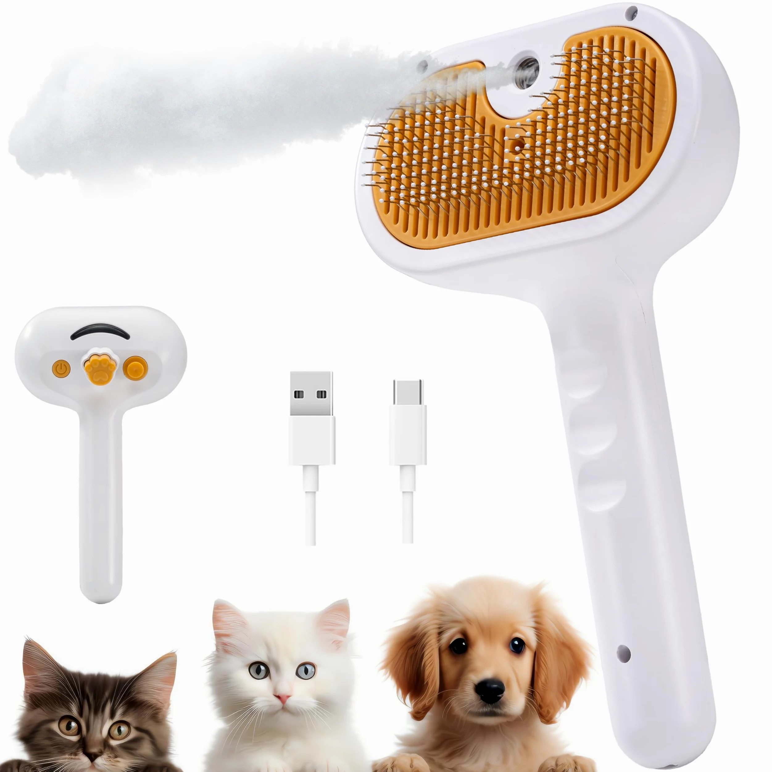 Spazzola a vapore per gatti 2024 Nuova spazzola ricaricabile autopulente per animali domestici per gatti da interno Capelli lunghi e corti Gatti e cani Pettine per capelli vaporosi Massaggio a vapore