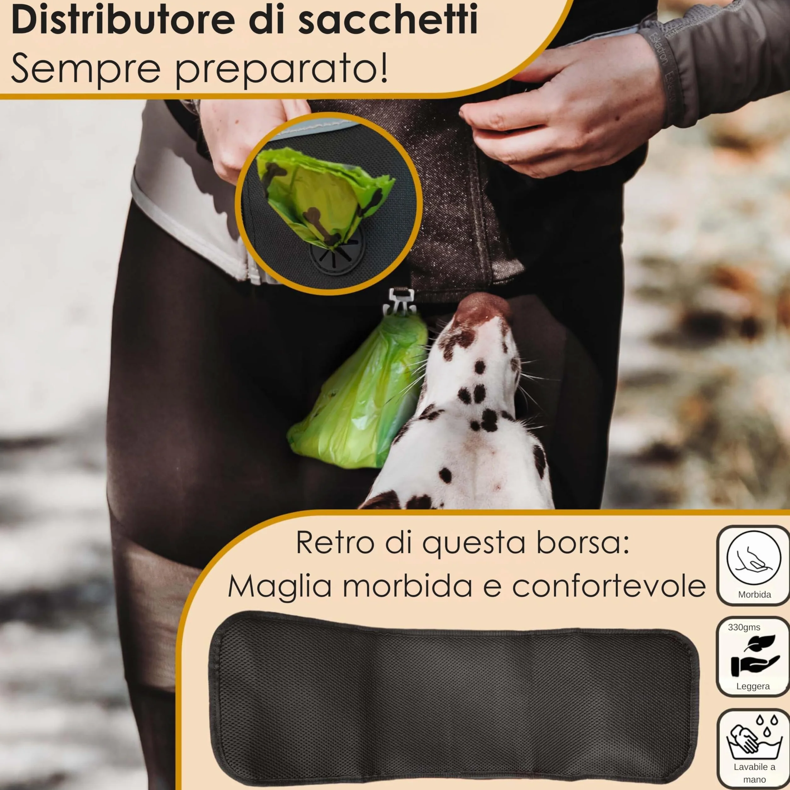 Hundefreund Borsa PortaSnack per Cani XXL - Tasca Ultra-Grande Riflettente con Cintura - Sacchetto di 58 cm per Passeggiate e Addestramento Canino