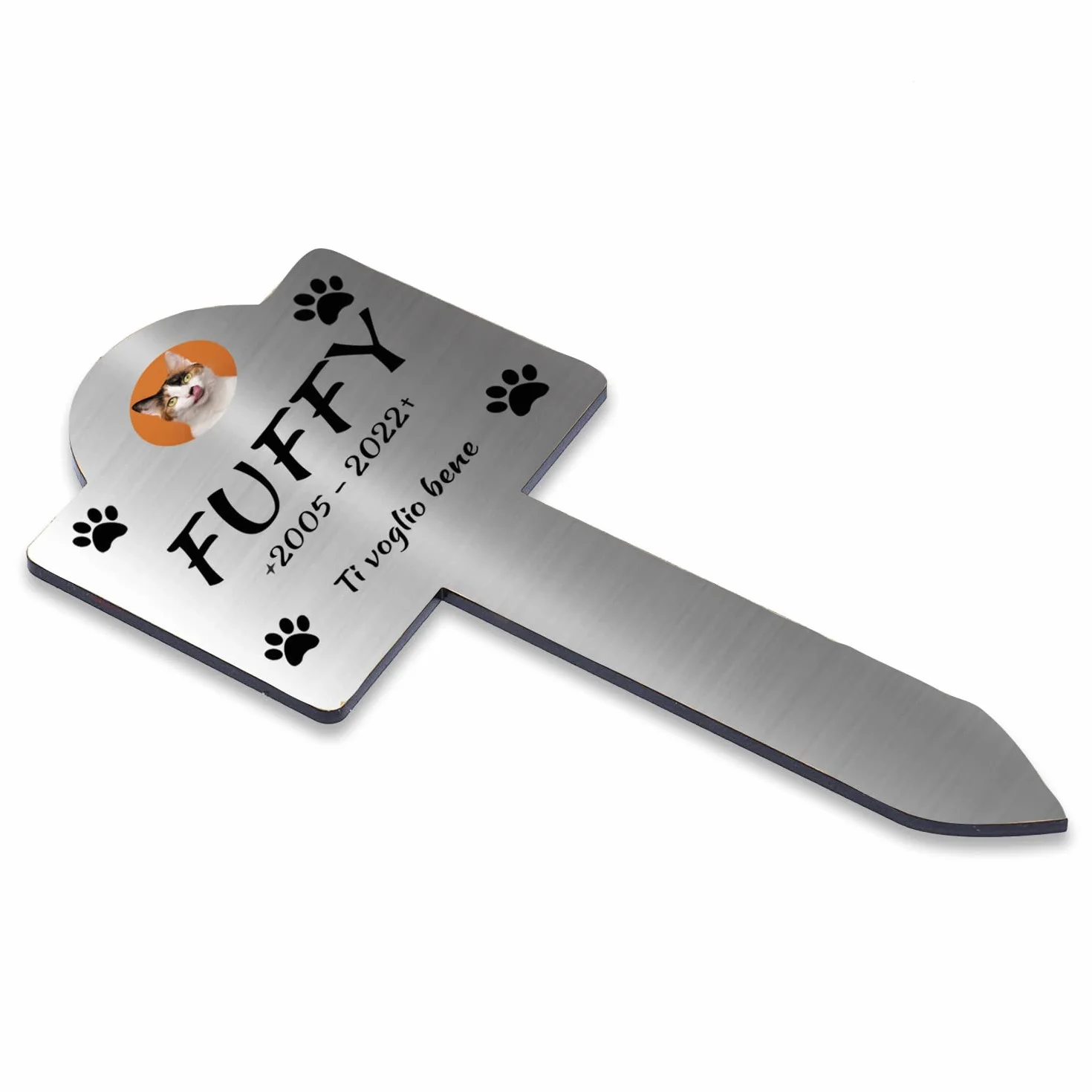Targhetta commemorativa da Giardino per Animali Domestici Impermeabile 25x12 cm Argento