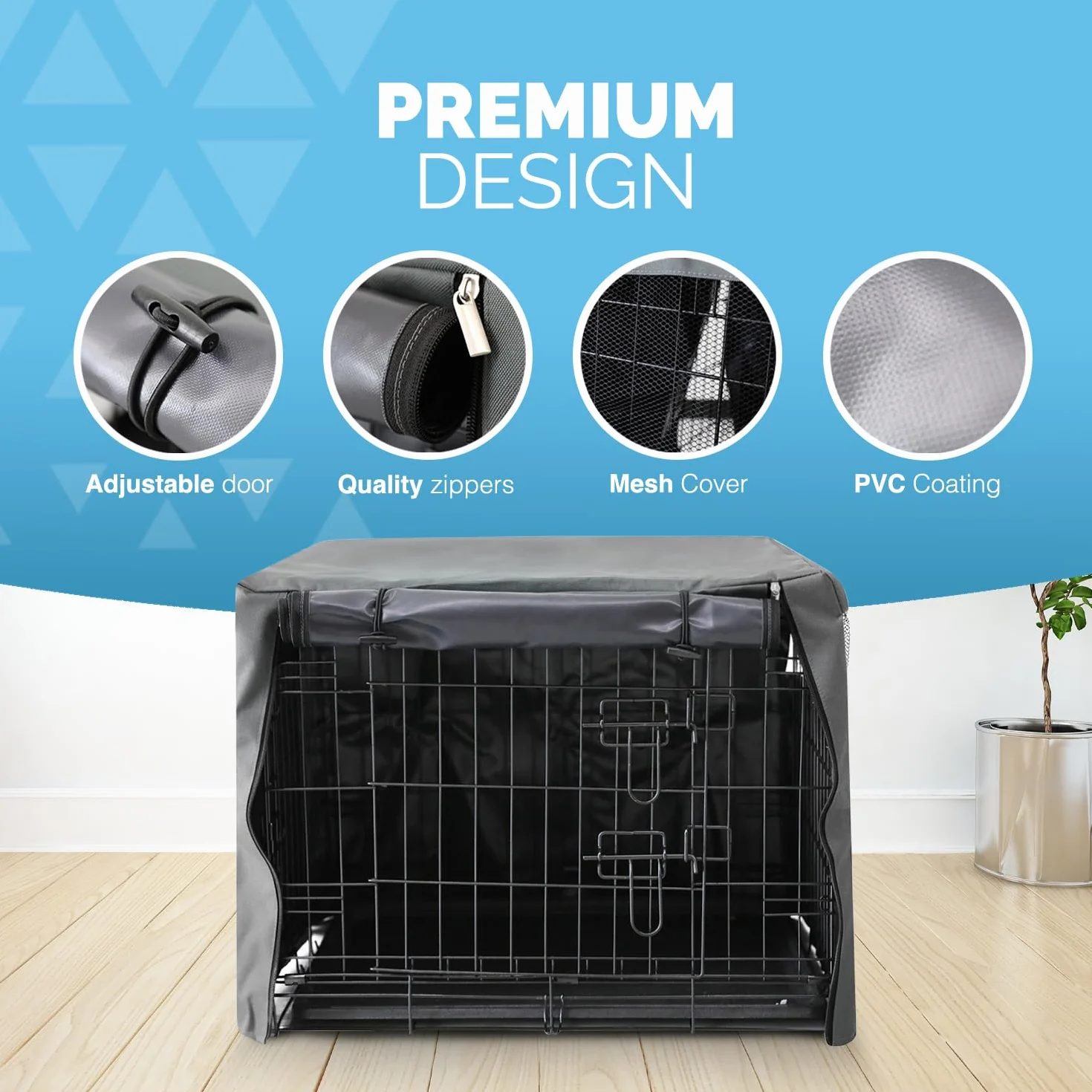 FurDreams Copertura antivento per gabbia cani 122 cm 2 porte anteriore laterale rete traspirante XXL