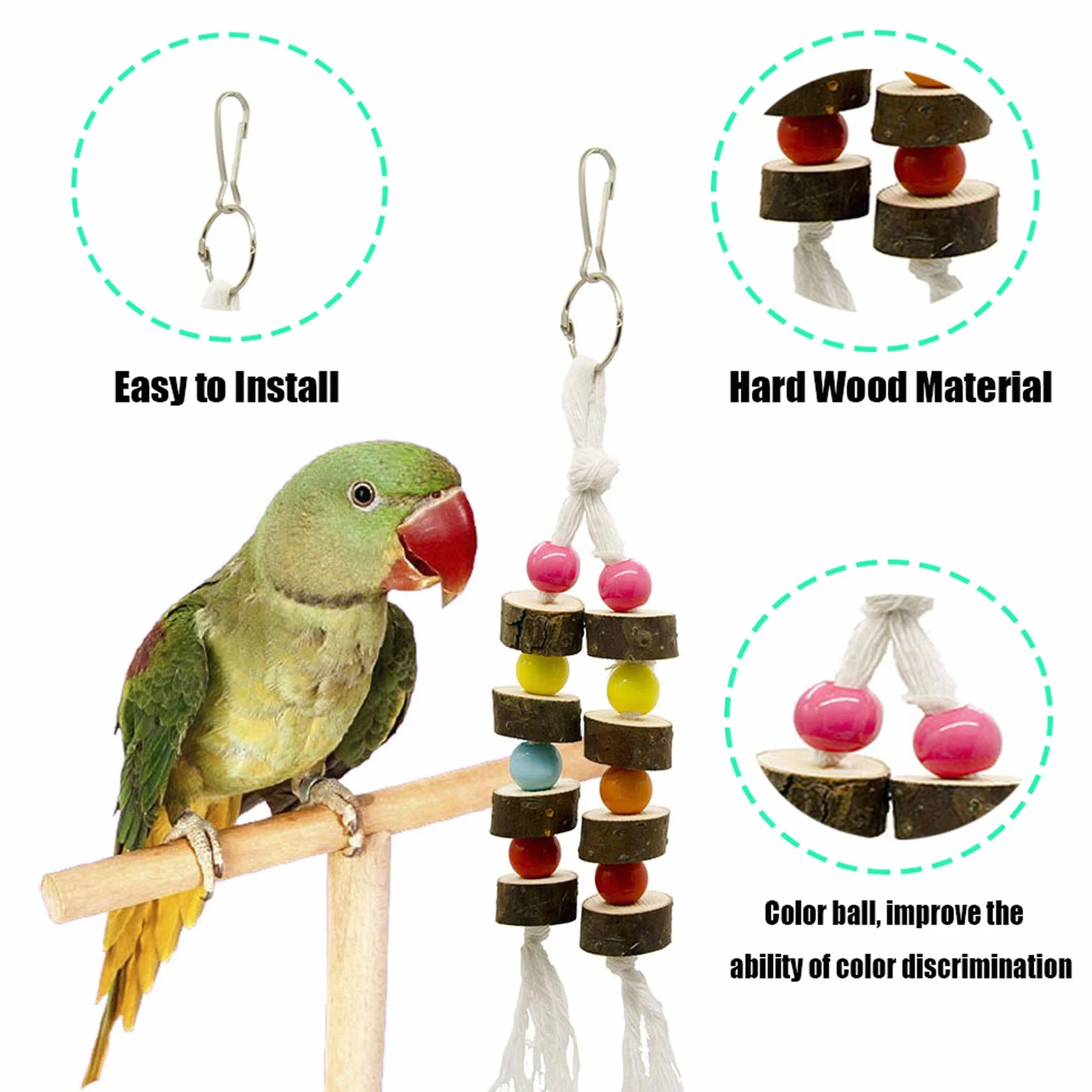 Pappagallo Uccelli 7 Pezzi Colorati Altalena Gabbia per Piccoli Parrocchetti Cockatiels Conures