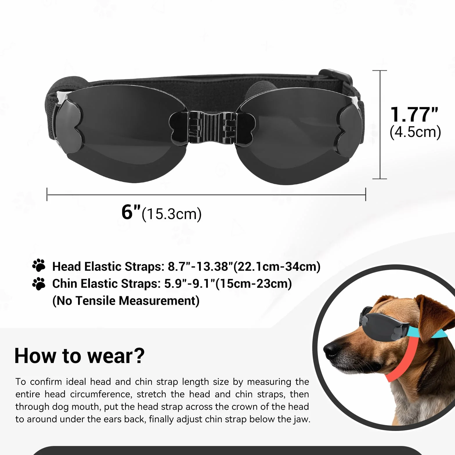 Occhiali da sole per cani pieghevoli, resistenti ai raggi UV, per cani di piccola e media taglia, equitazione/guida/viaggi all'aperto
