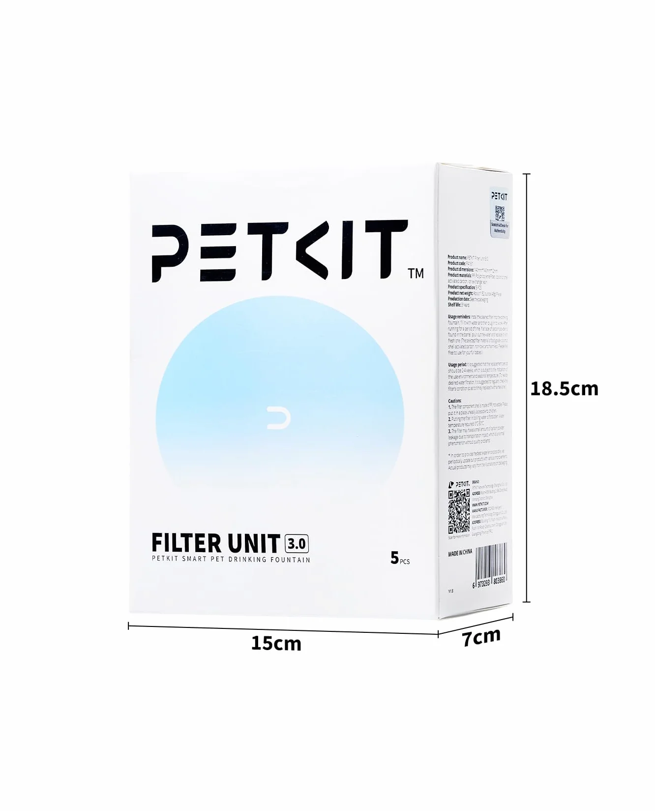 PETKIT Filtri Fontanella per Gatti, 5 Pezzi Filtro per Fontana per Gatti,Unità Filtranti per EverSWEET 2, EVERSWEET 3 e CYBERTIAL PUREDRINK