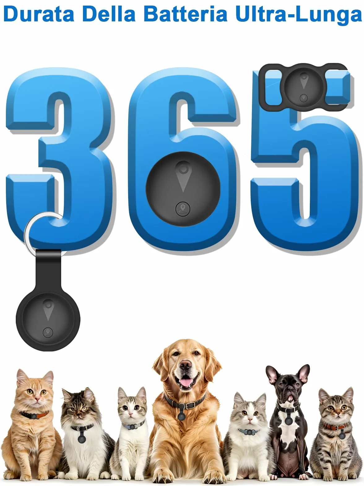 GPS per Cani, Collare GPS Gatto con Tracciamento in Tempo Reale, Mini Localizzatore per Cani, Localizzatore per Gatto Senza Abbonamento, per iOS e Android, può Essere Indossato con un Collare, Nero