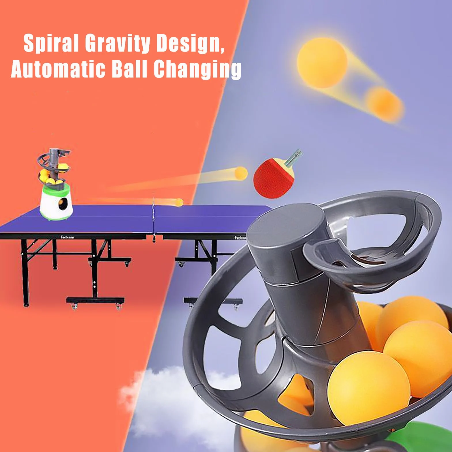 Fydun Automatic Table Tennis Ball Machine Portable Training Launcher for Kids