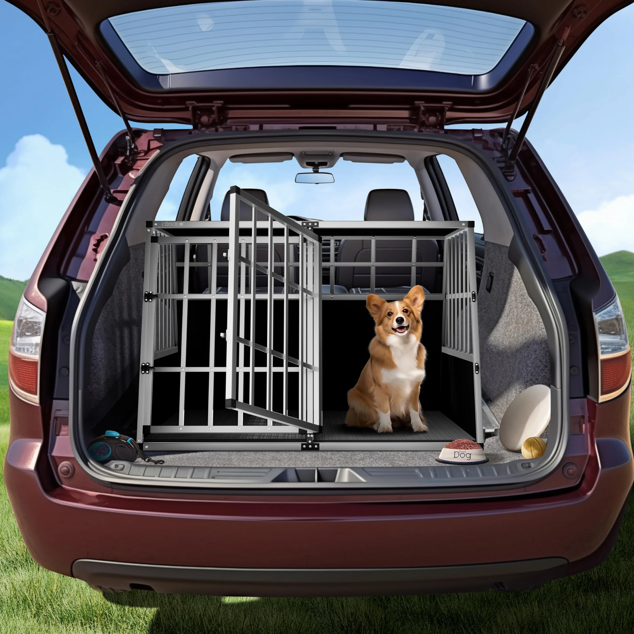 CADOCA® Trasportino Cani XXL 97x90x70cm Richiudibile Alluminio Impermeabile Box Auto Cagnolini