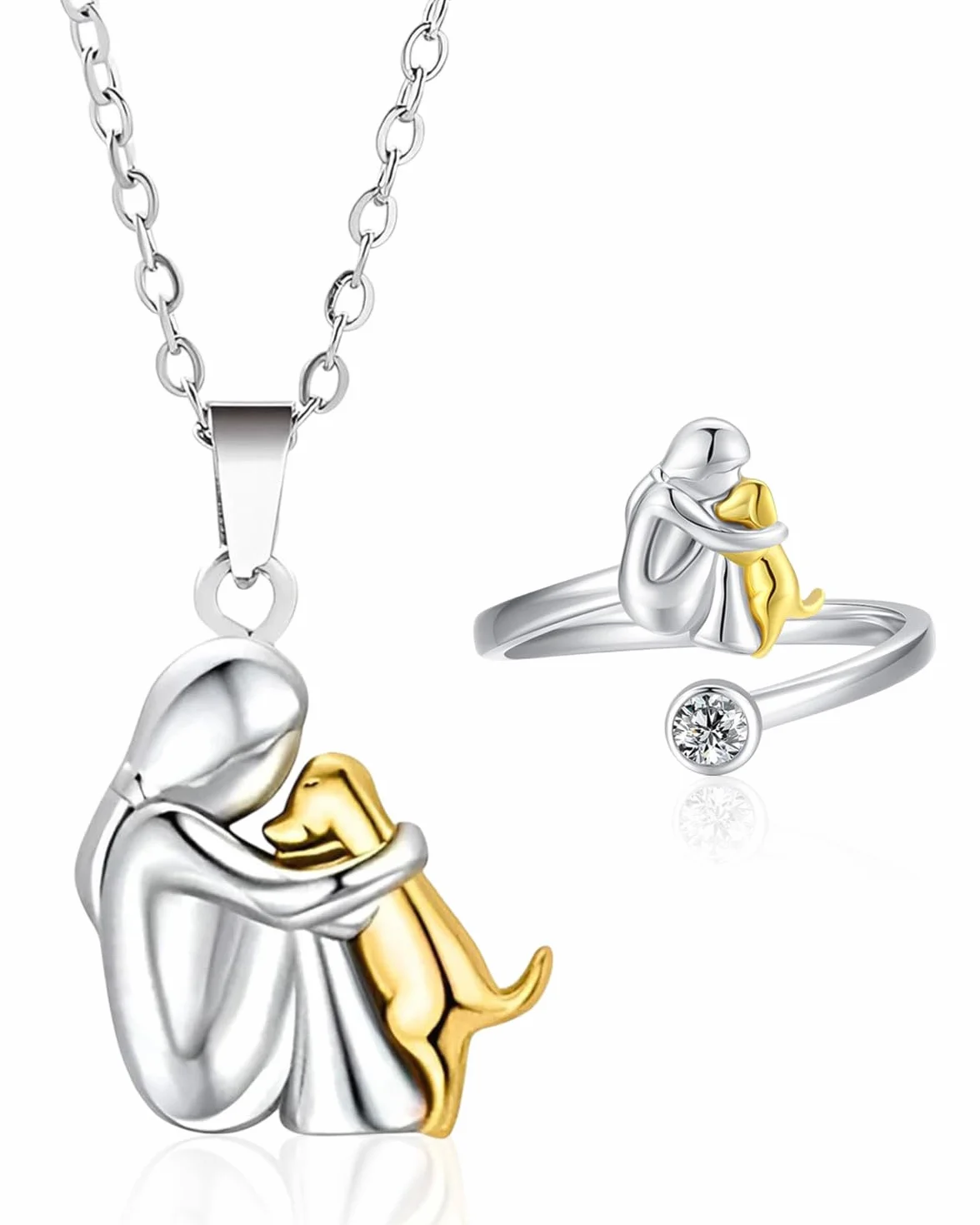 Collana con Cane Argento Sterling 925 Ciondolo Animale Regalo per Ragazze